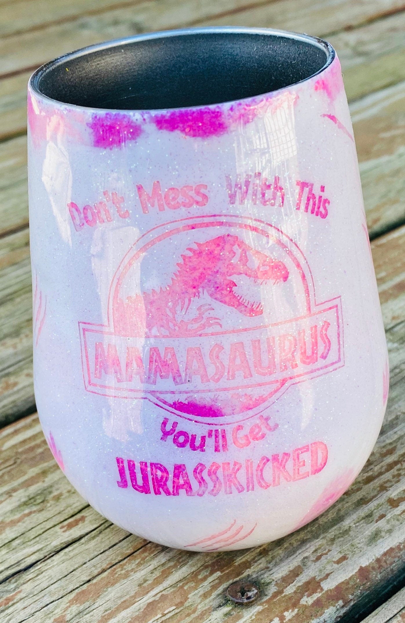 Auntiesaurus wine tumbler, Mamasaurus wine tumbler, glitter tumbler, wine tumbler, Christmas gift, Christmas gift for women