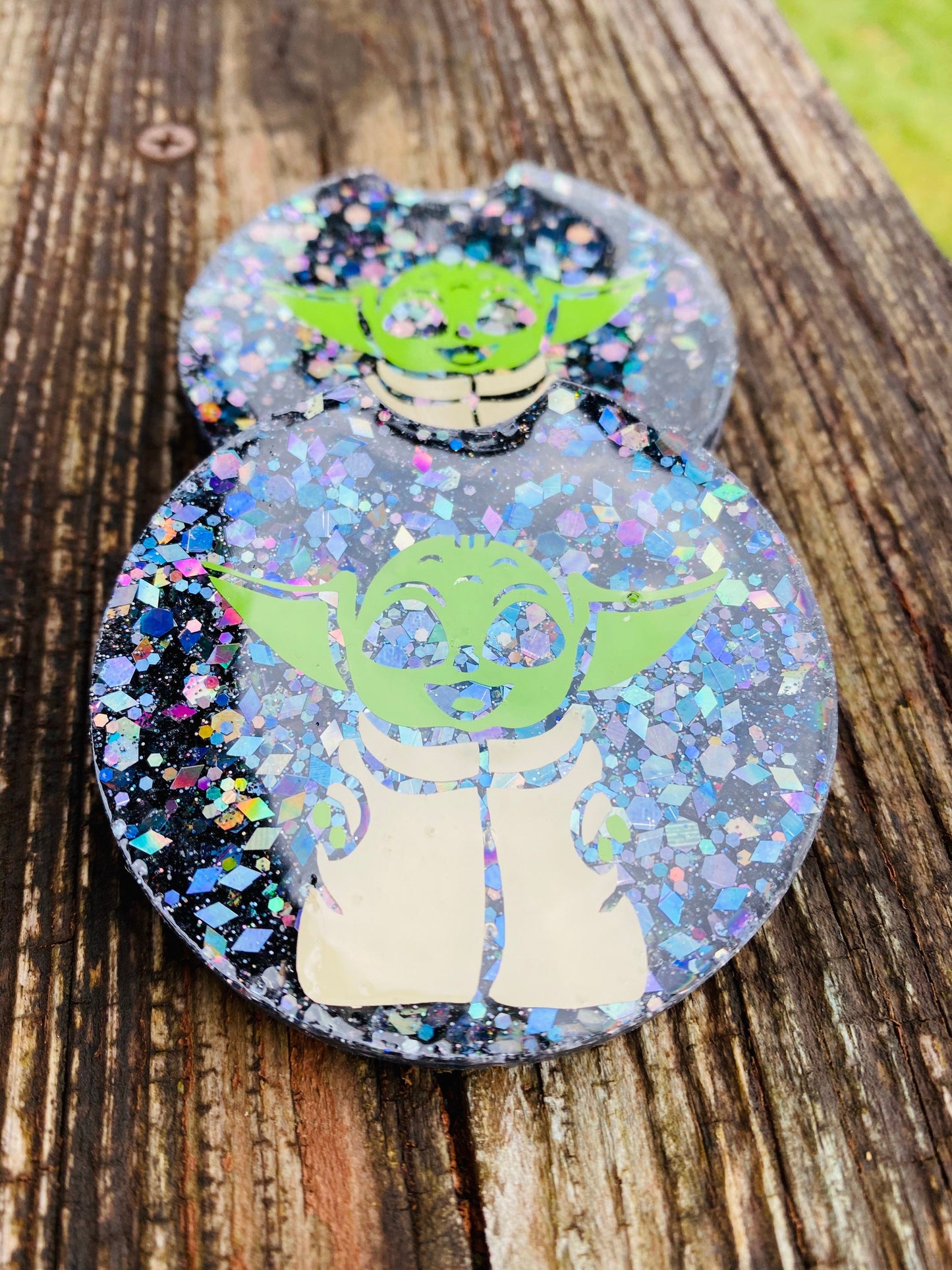 Car coasters, set of 2, baby yoda coasters, Star Wars , car accessories, car accessory, glitter car coasters, Valentines, Valentines gift