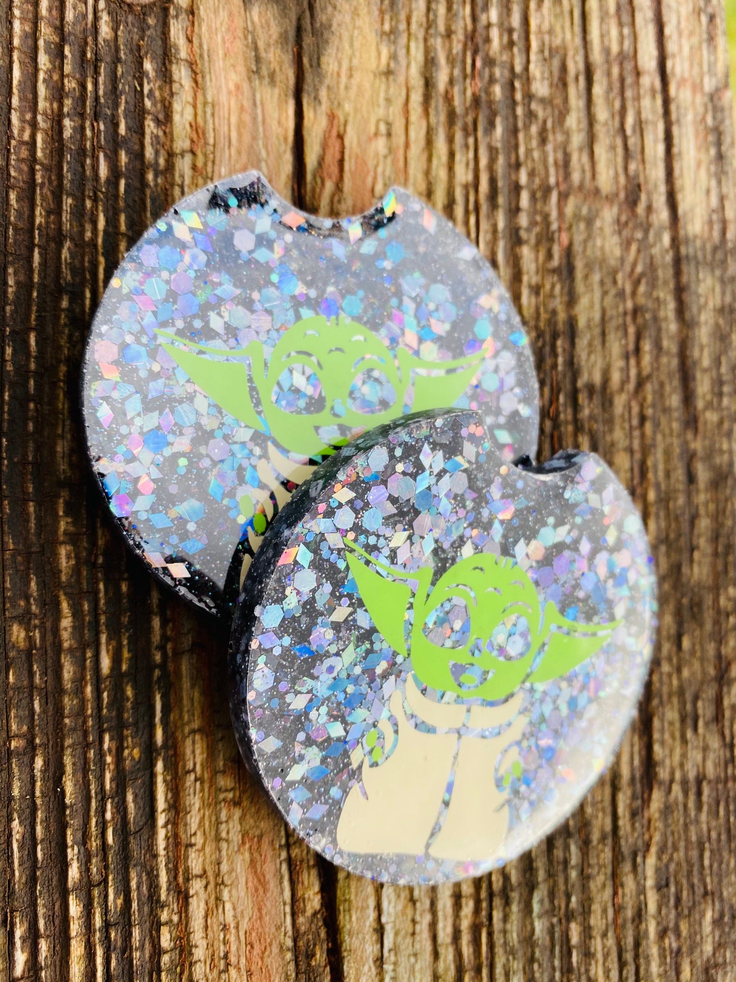 Car coasters, set of 2, baby yoda coasters, Star Wars , car accessories, car accessory, glitter car coasters, Valentines, Valentines gift