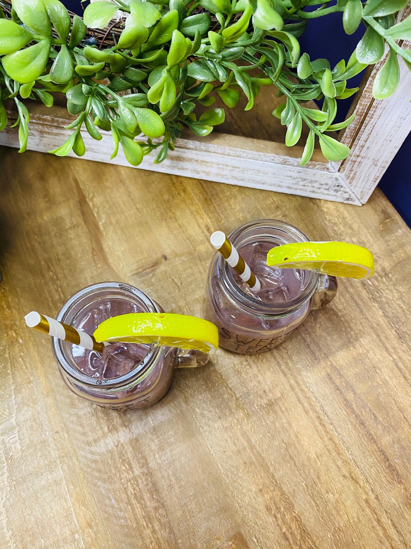 Faux sweet tea, faux tea, mini mason jar, tiered tray decor, Rae Dunn decor, farmhouse decor, faux drinks, gift for mother’s