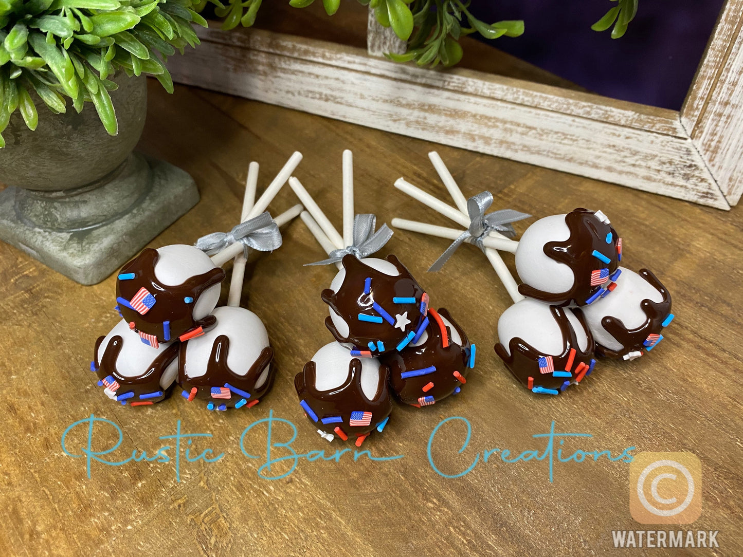 Faux mini marshmallows, tiered tray decor, Holiday tiered tray decor, Red White and Blue decor, faux mini food, faux tiered tray decor