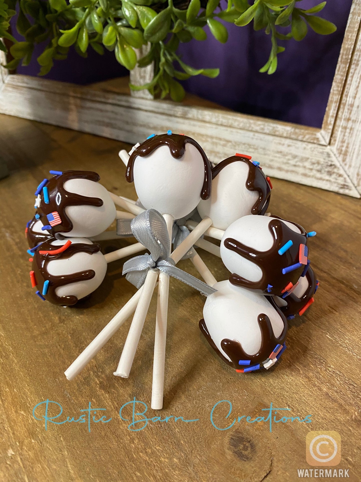 Faux mini marshmallows, tiered tray decor, Holiday tiered tray decor, Red White and Blue decor, faux mini food, faux tiered tray decor