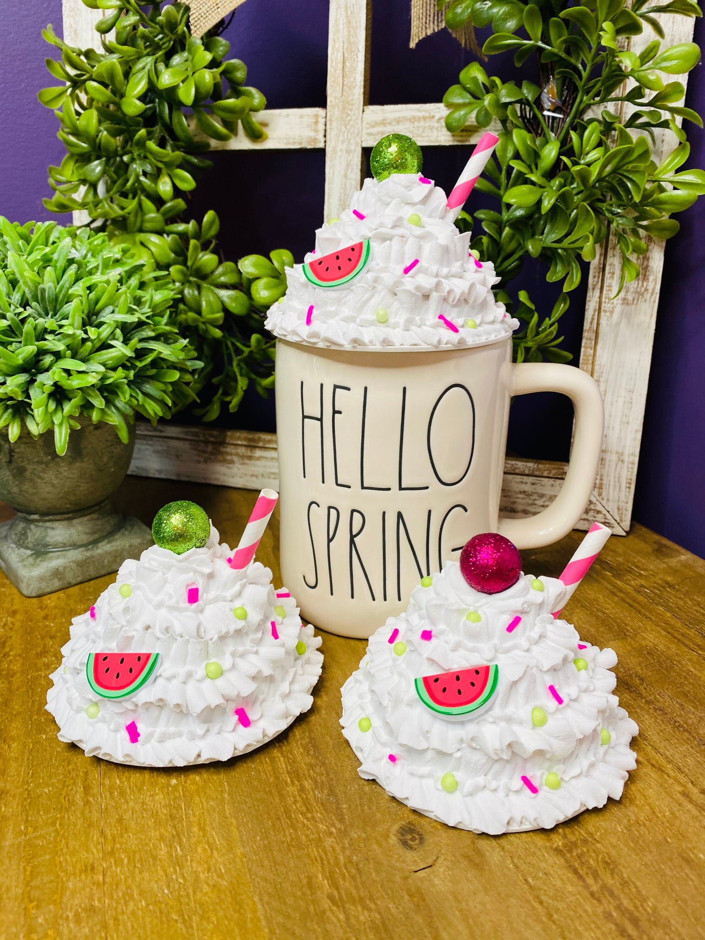 Watermelon mug topper, faux mug topper, faux watermelon mug topper, gift for mom, tiered tray decor