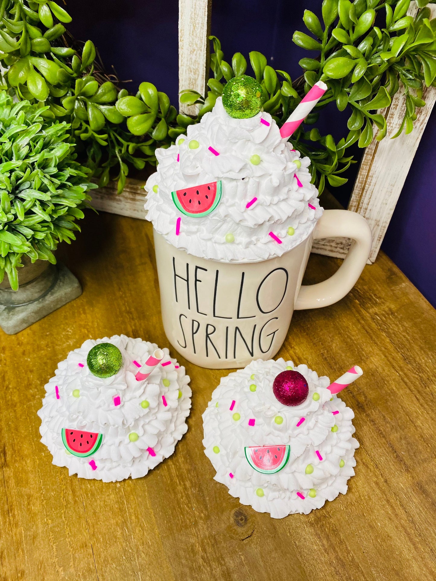 Watermelon mug topper, faux mug topper, faux watermelon mug topper, gift for mom, tiered tray decor