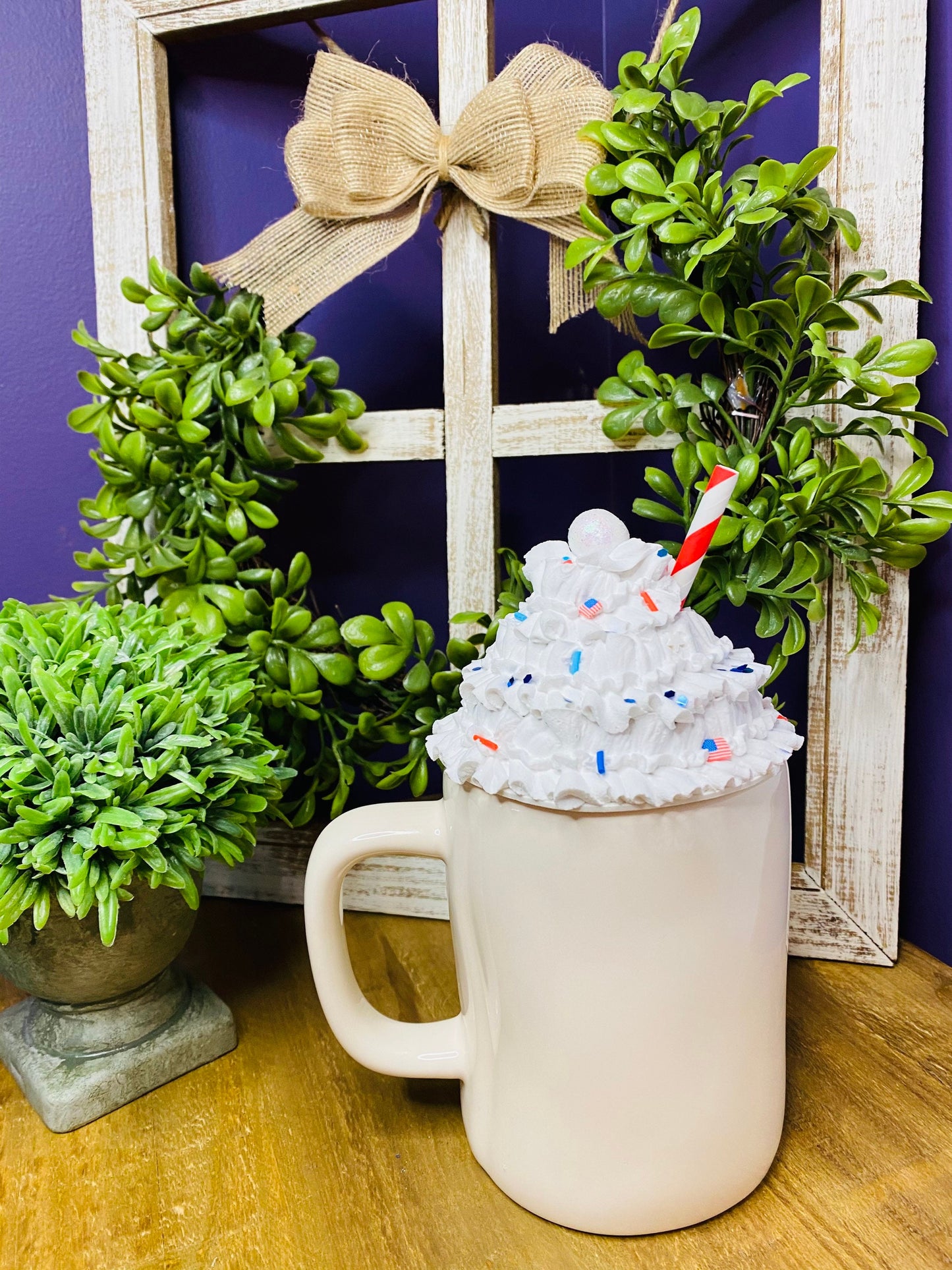 Patriotic mug topper, faux patriotic mug topper, gift for mom, tiered tray decor, red white and blue decor, 4th of July decor
