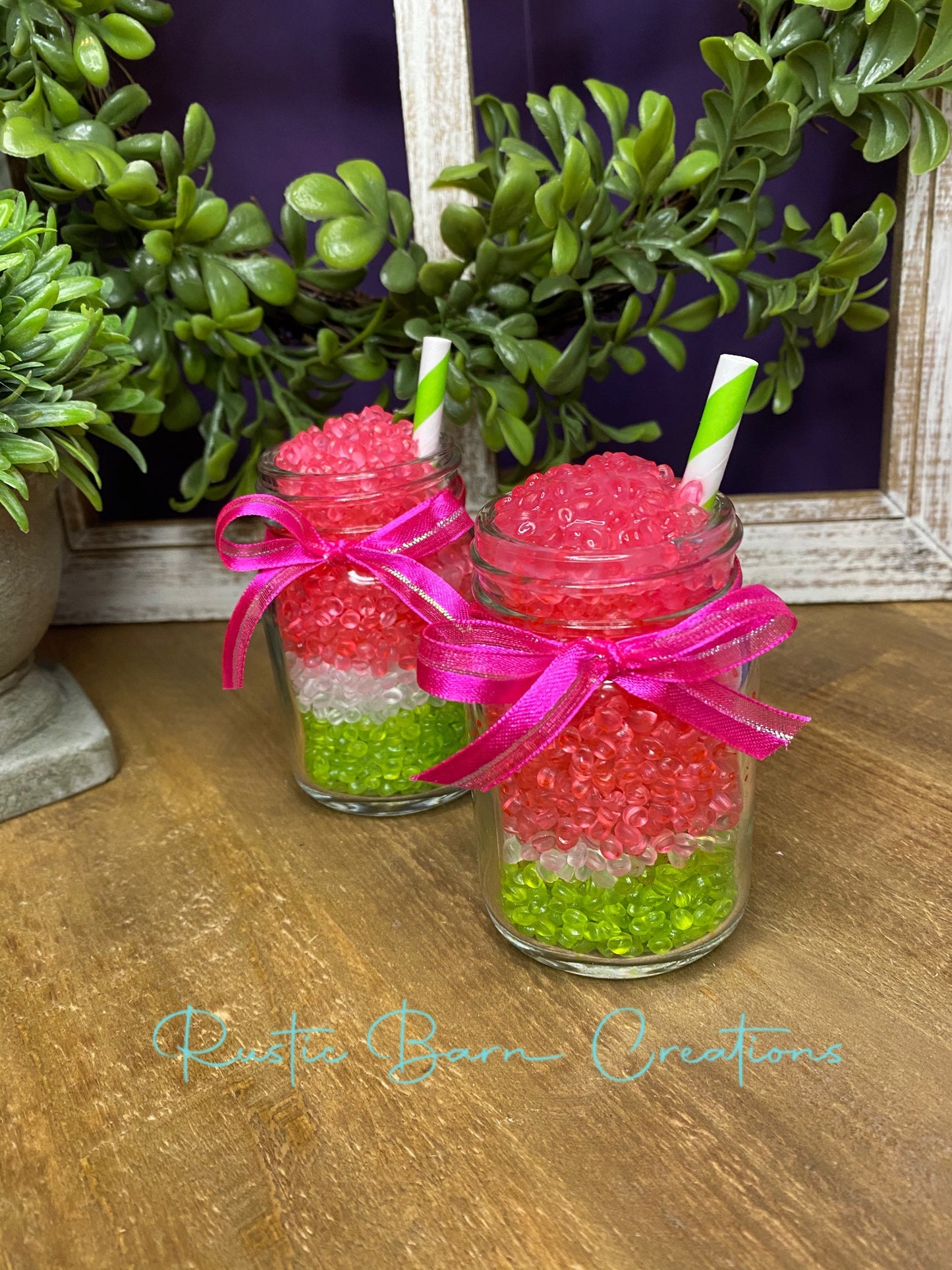 Faux watermelon slushee, faux watermelon drink, Rae Dunn decor, farmhouse decor, tiered tray decor, gift for mom, faux watermelon slushy
