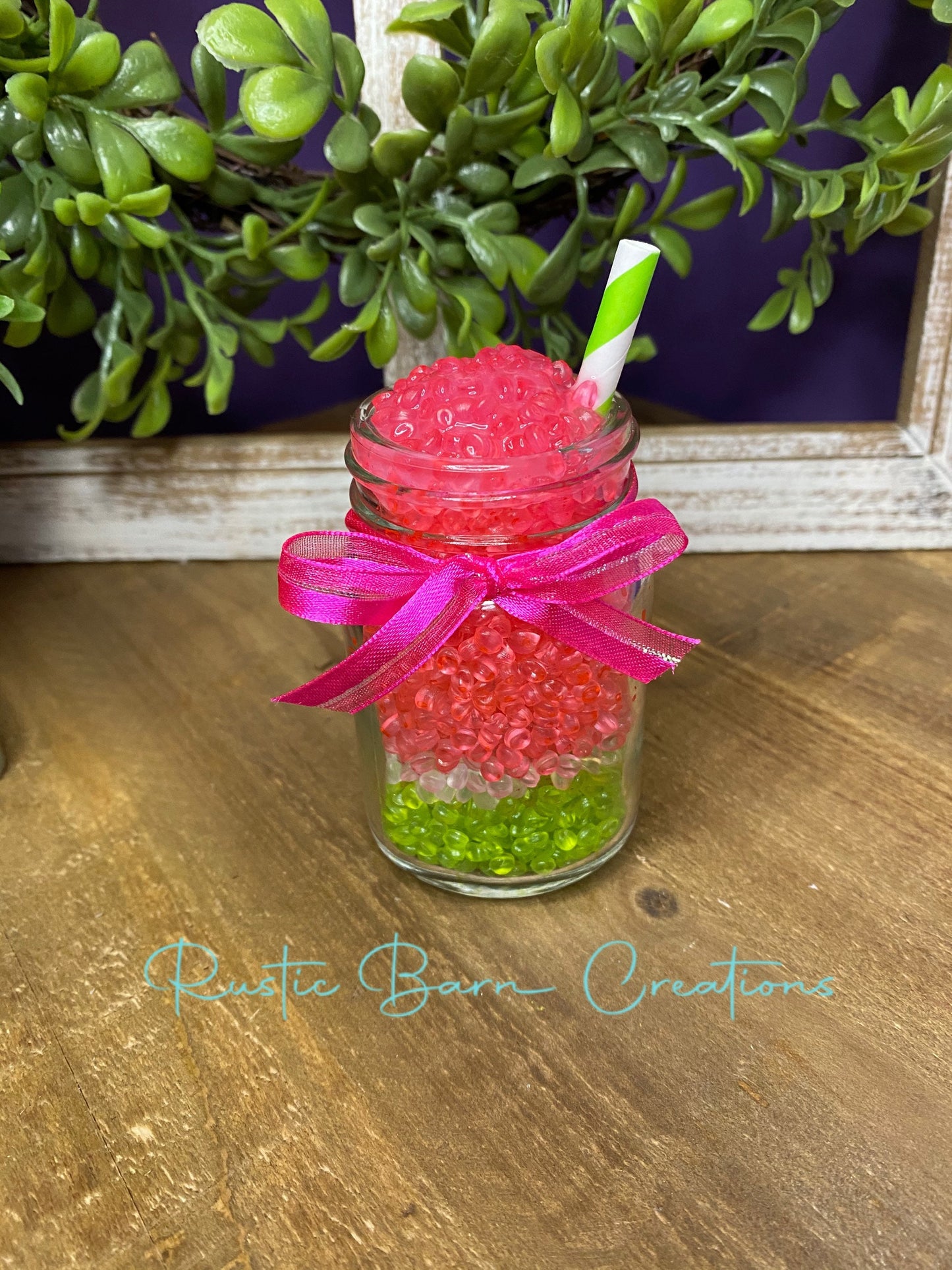 Faux watermelon slushee, faux watermelon drink, Rae Dunn decor, farmhouse decor, tiered tray decor, gift for mom, faux watermelon slushy