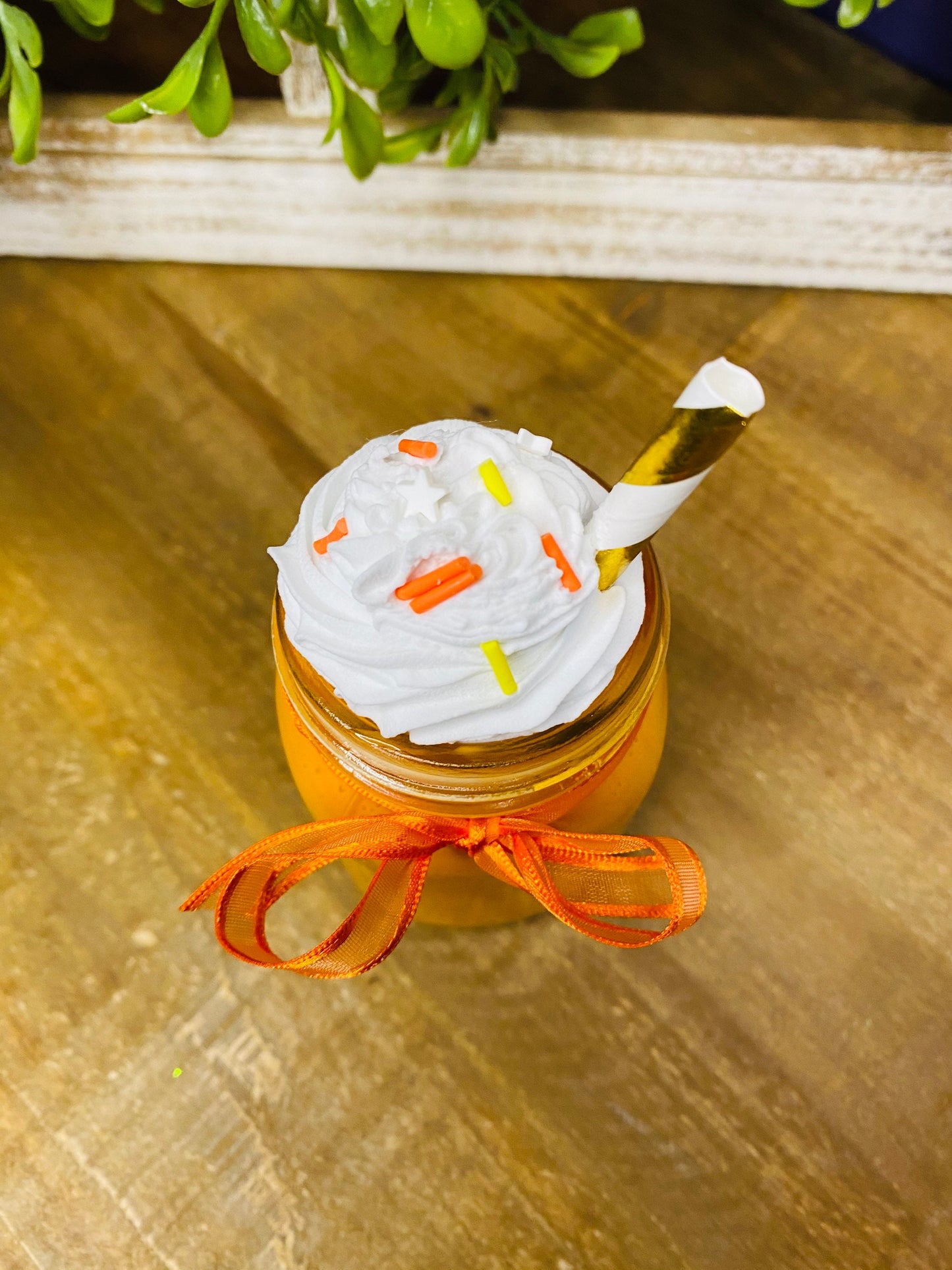 Faux orange milkshake, mini mason jar, tiered tray decor, Rae Dunn decor, farmhouse decor, faux drinks, gift for mom,