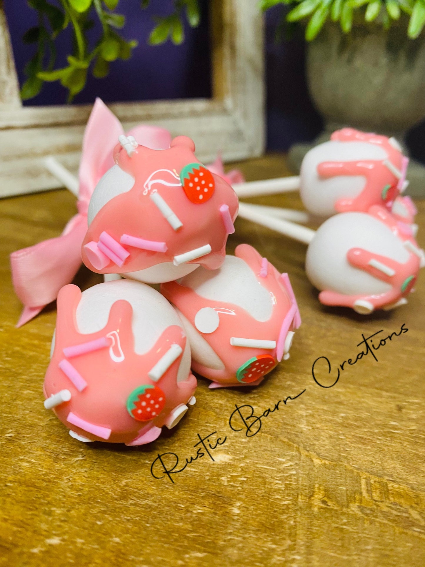 Faux mini marshmallows, tiered tray decor, Strawberry tiered tray decor, Strawberry decor, faux mini food, faux tiered tray decor