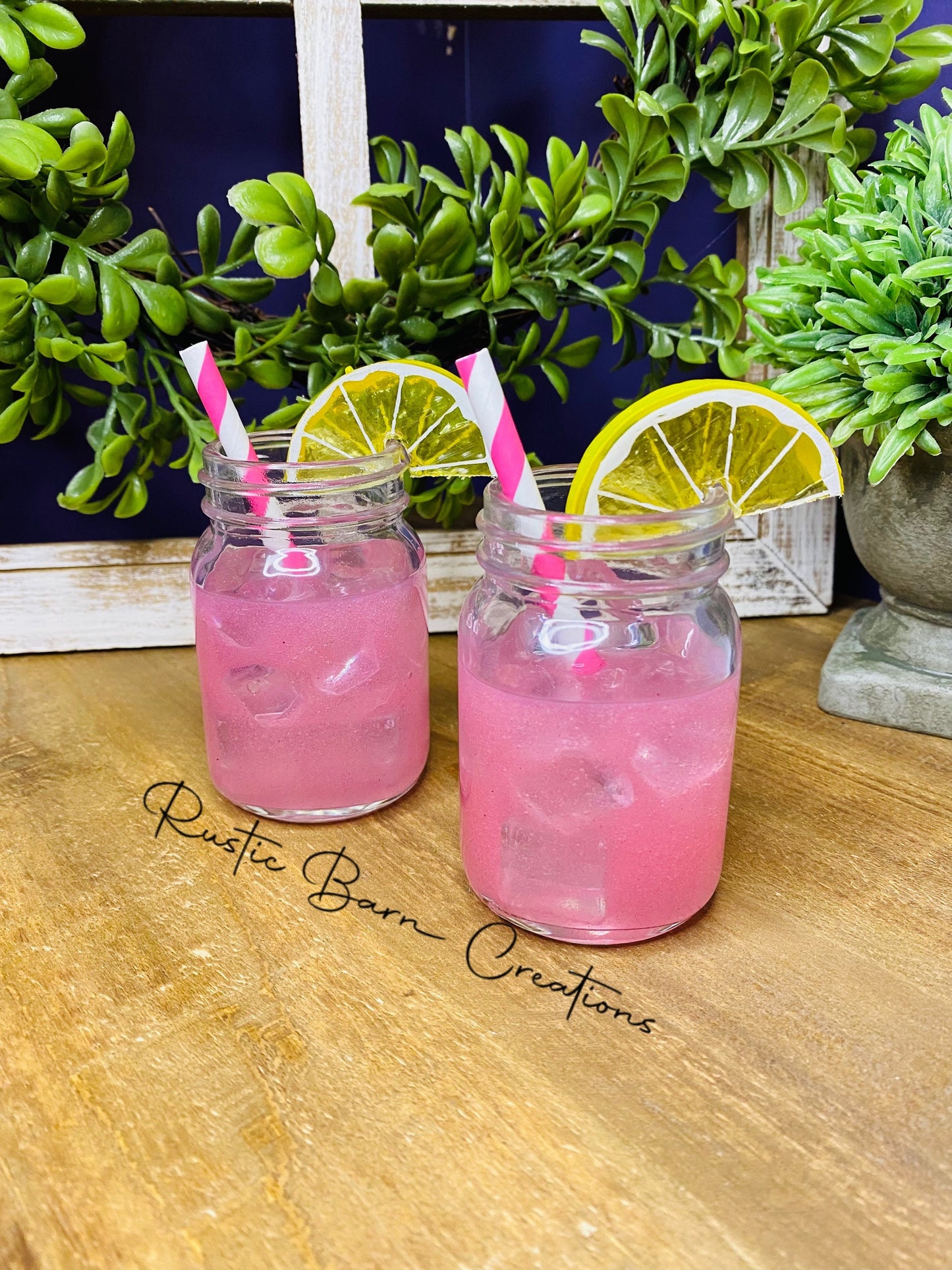 Faux lemonade, mini mason jar, tiered tray decor, Rae Dunn decor, farmhouse decor, faux drinks, gift for mom, faux pink lemonade