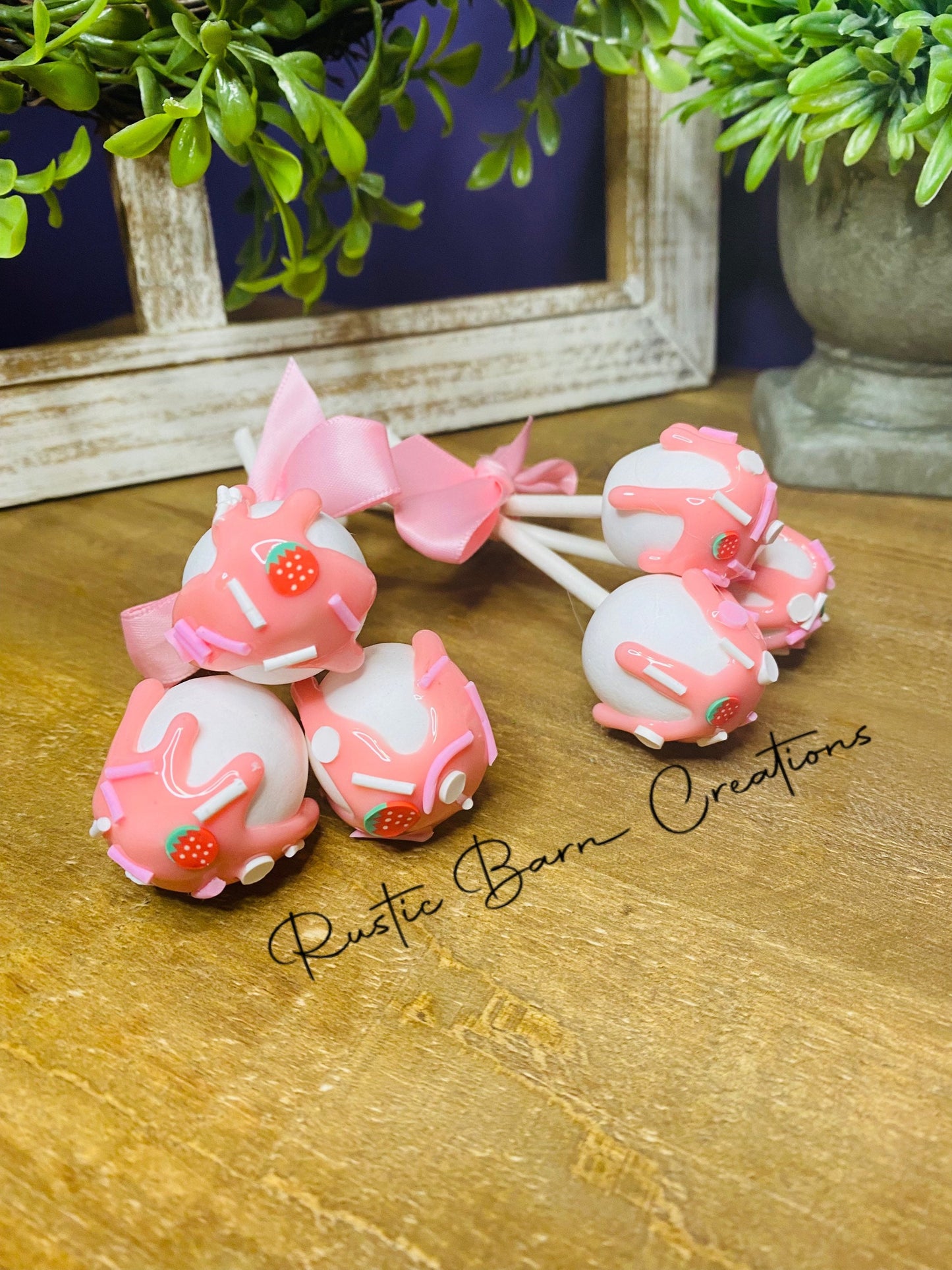 Faux mini marshmallows, tiered tray decor, Strawberry tiered tray decor, Strawberry decor, faux mini food, faux tiered tray decor