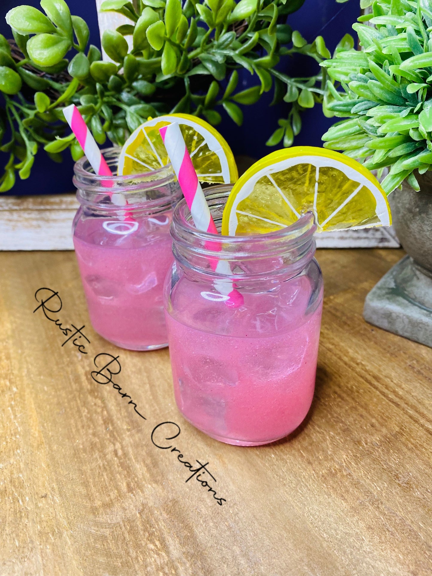 Faux lemonade, mini mason jar, tiered tray decor, Rae Dunn decor, farmhouse decor, faux drinks, gift for mom, faux pink lemonade