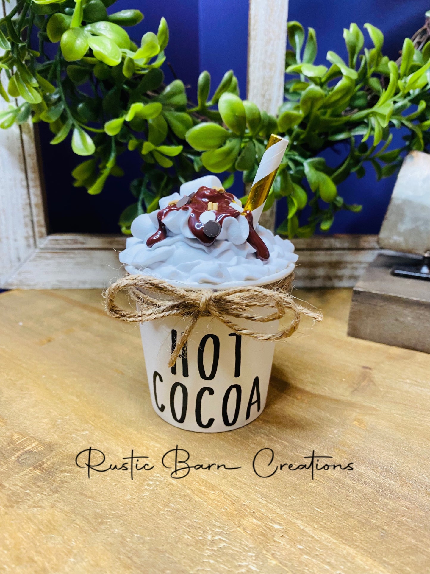 Faux hot cocoa , small faux hot cocoa , tiered tray decor, Rae Dunn decor, farmhouse decor, faux drinks, gift for mother’s, hot chocolate