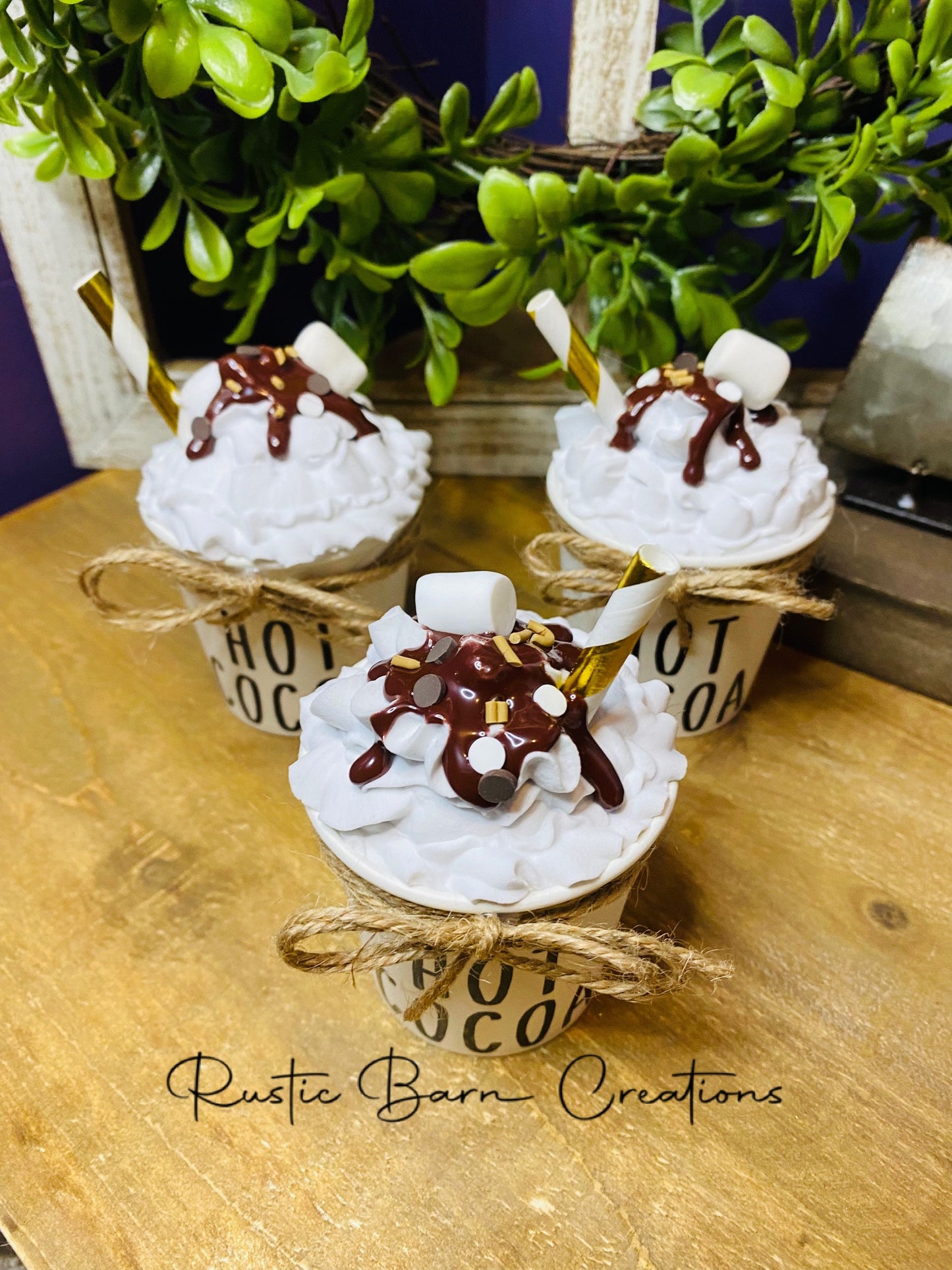 Faux hot cocoa , small faux hot cocoa , tiered tray decor, Rae Dunn decor, farmhouse decor, faux drinks, gift for mother’s, hot chocolate