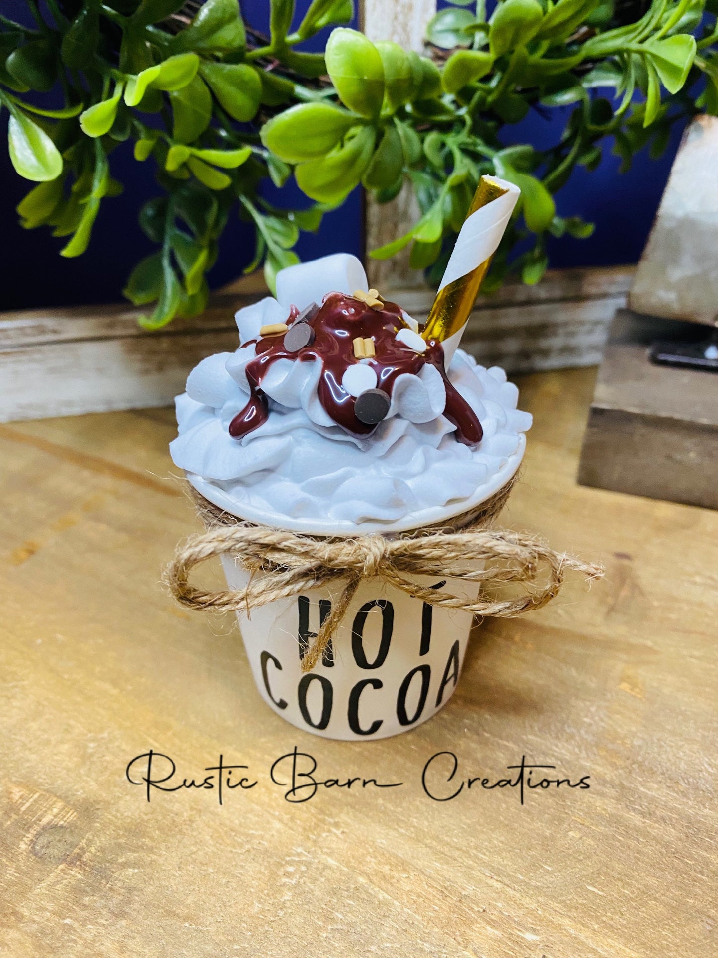 Faux hot cocoa , small faux hot cocoa , tiered tray decor, Rae Dunn decor, farmhouse decor, faux drinks, gift for mother’s, hot chocolate
