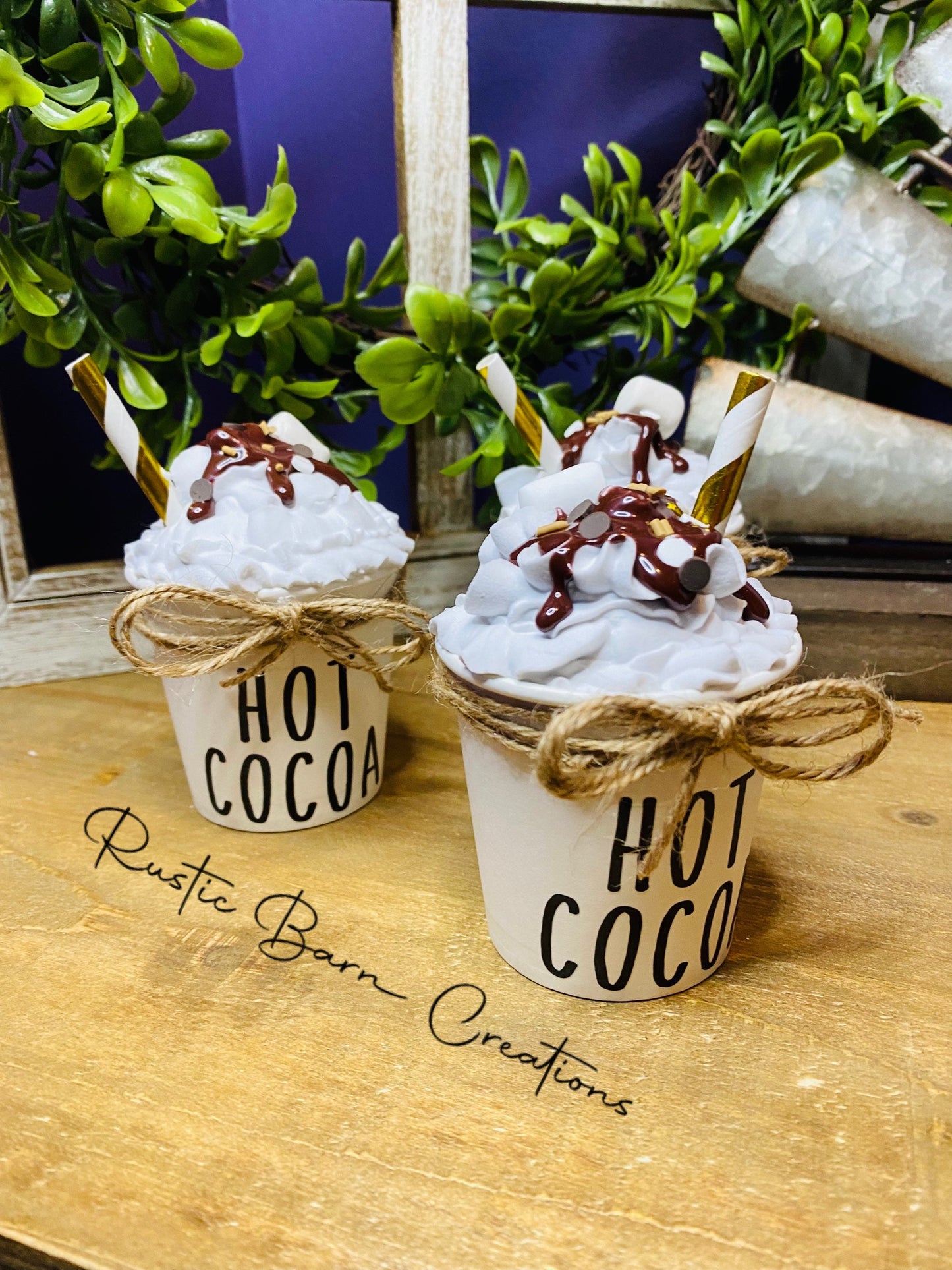 Faux hot cocoa , small faux hot cocoa , tiered tray decor, Rae Dunn decor, farmhouse decor, faux drinks, gift for mother’s, hot chocolate