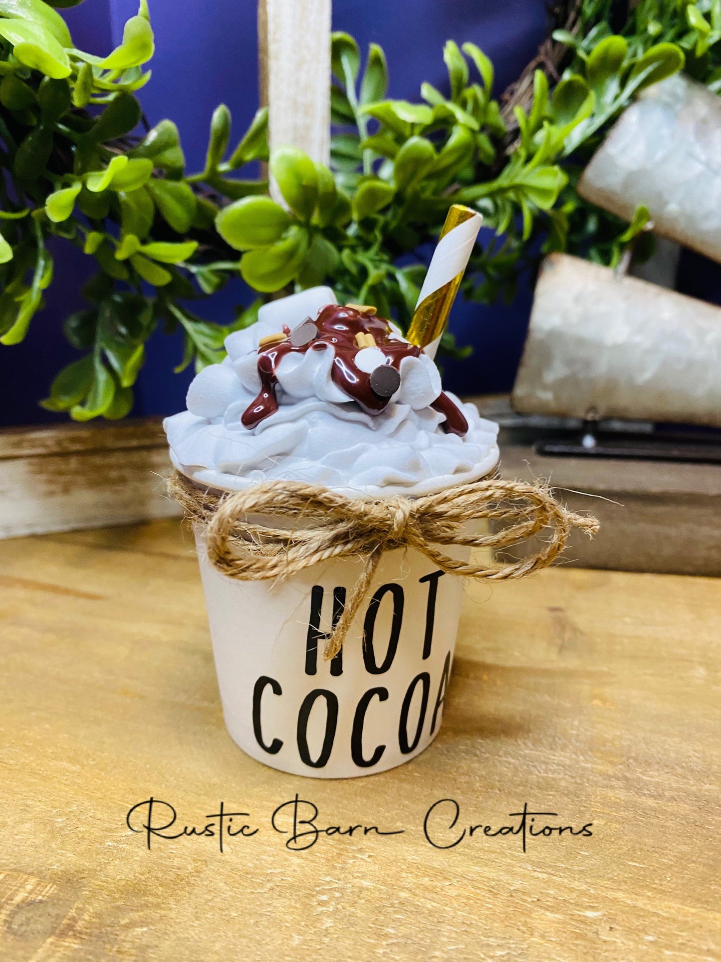 Faux hot cocoa , small faux hot cocoa , tiered tray decor, Rae Dunn decor, farmhouse decor, faux drinks, gift for mother’s, hot chocolate