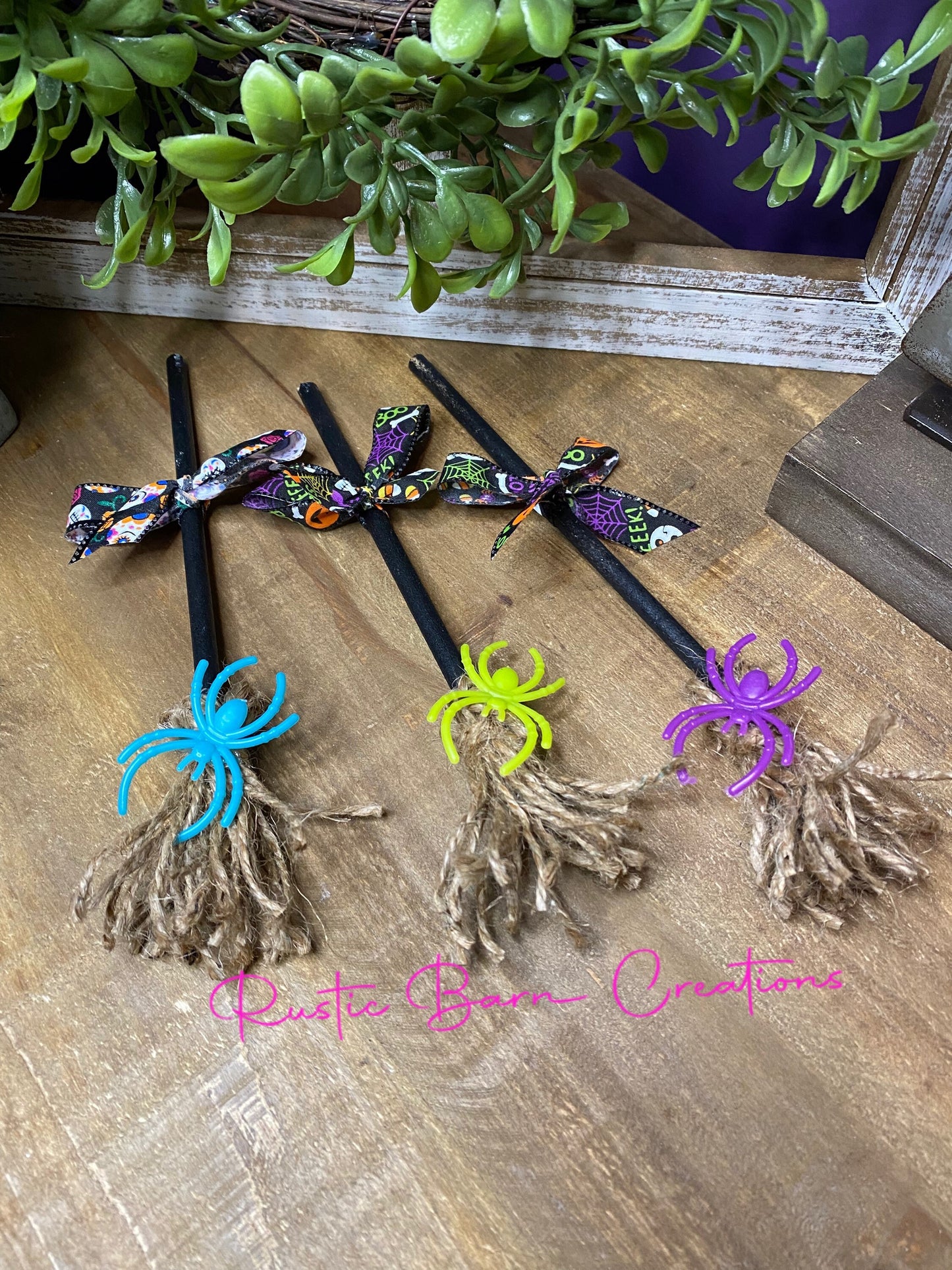 Faux witches broom, faux tiered tray decor, faux halloween decor, tiered tray decor, home decor, mini witches broom, Halloween decor,