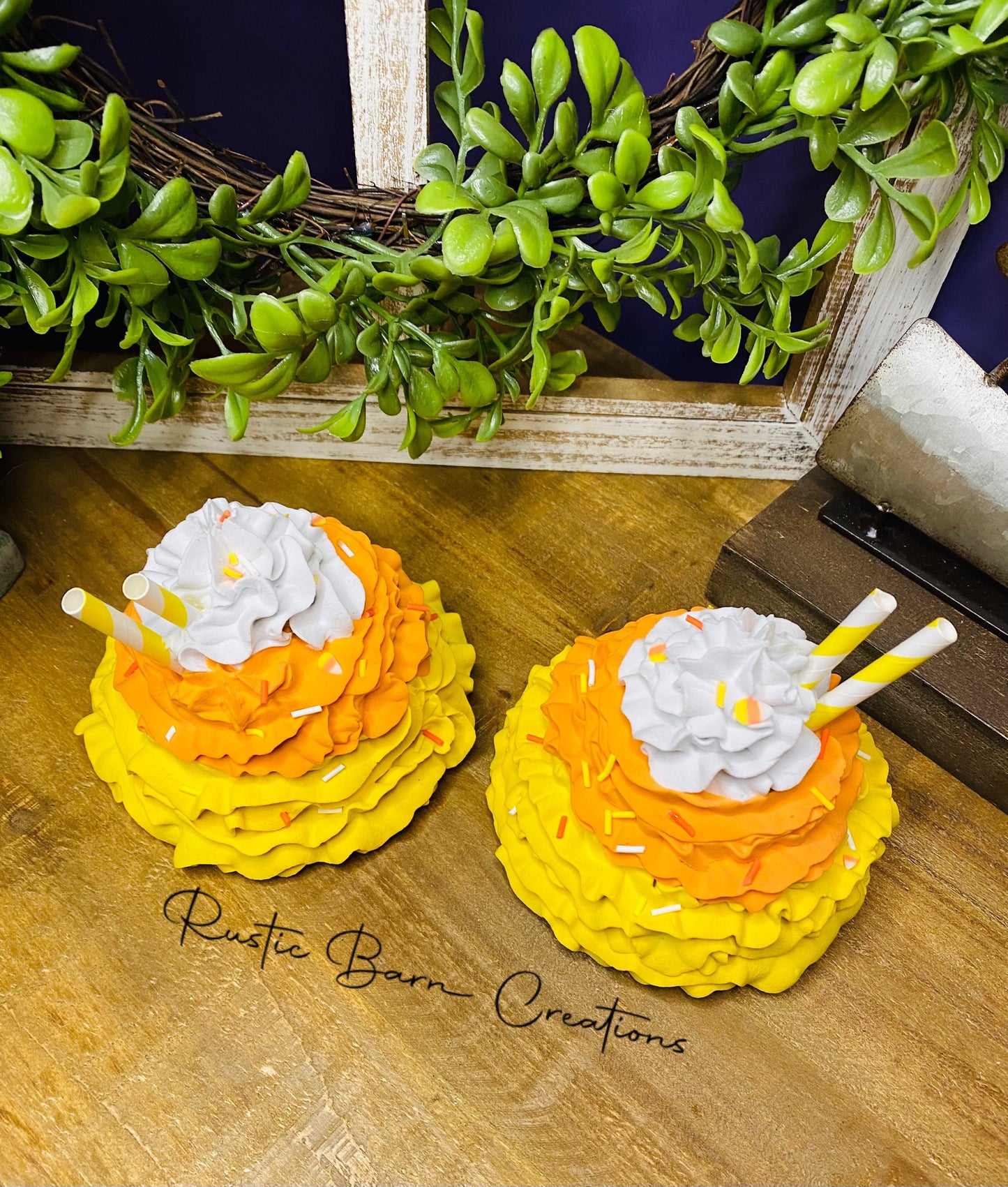 Halloween mug topper, Candy corn mug topper, fall mug topper, faux mug topper, gift for mom, coffee bar decor, fall mug topper, candy corn