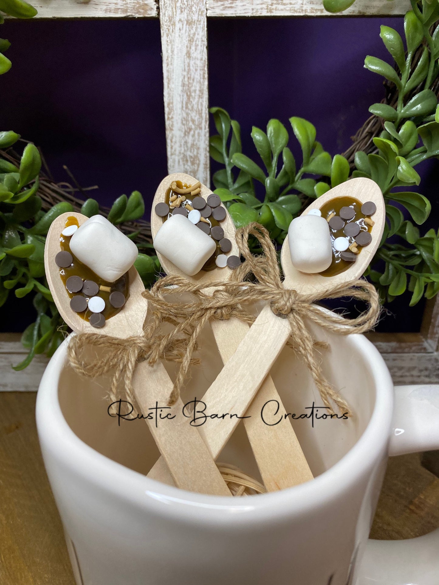 Faux hot cocoa , small faux hot cocoa spoon, tiered tray decor, Rae Dunn decor, farmhouse decor,gift for mother’s, hot chocolate