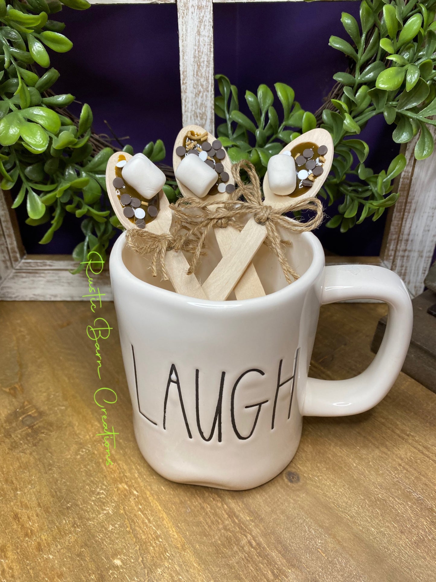 Faux hot cocoa , small faux hot cocoa spoon, tiered tray decor, Rae Dunn decor, farmhouse decor,gift for mother’s, hot chocolate