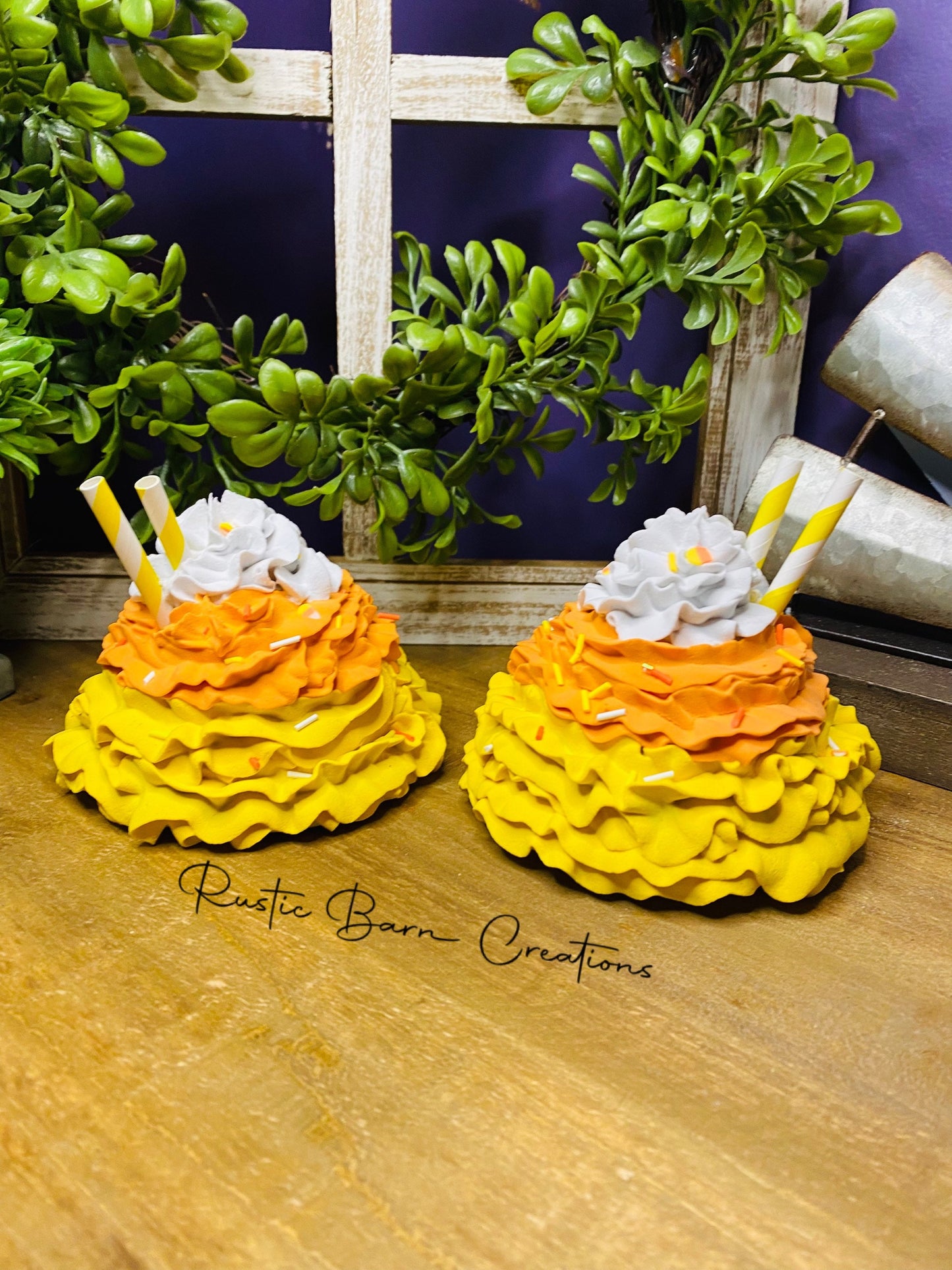 Halloween mug topper, Candy corn mug topper, fall mug topper, faux mug topper, gift for mom, coffee bar decor, fall mug topper, candy corn