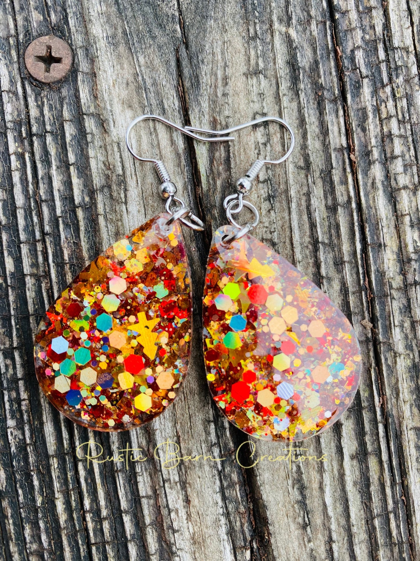 Glitter earrings, Gingerbread earrings, Lightweight drop earrings, Drop earrings, colorful earrings, Christmas earrings, holiday earrings