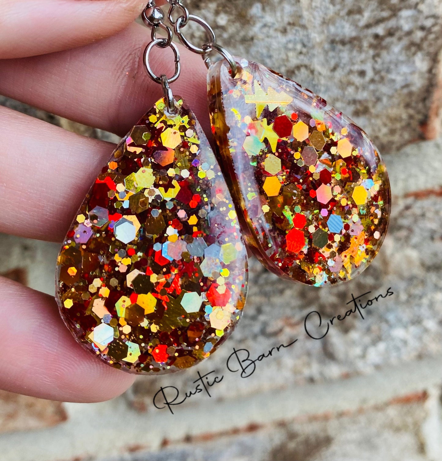 Glitter earrings, Gingerbread earrings, Lightweight drop earrings, Drop earrings, colorful earrings, Christmas earrings, holiday earrings