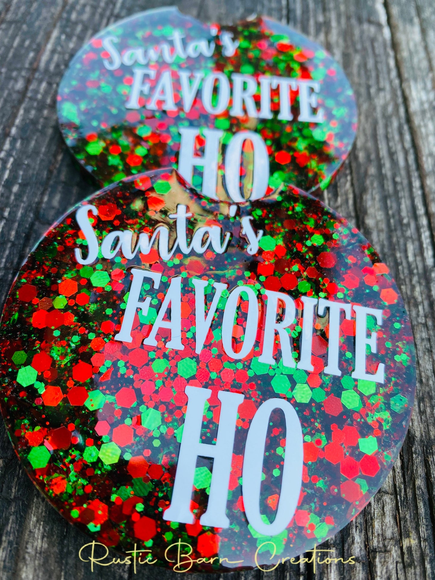 Car coasters, set of 2, santa car coasters, Christmas car coasters, car accessories, car accessory, glitter car coasters, Christmas gift