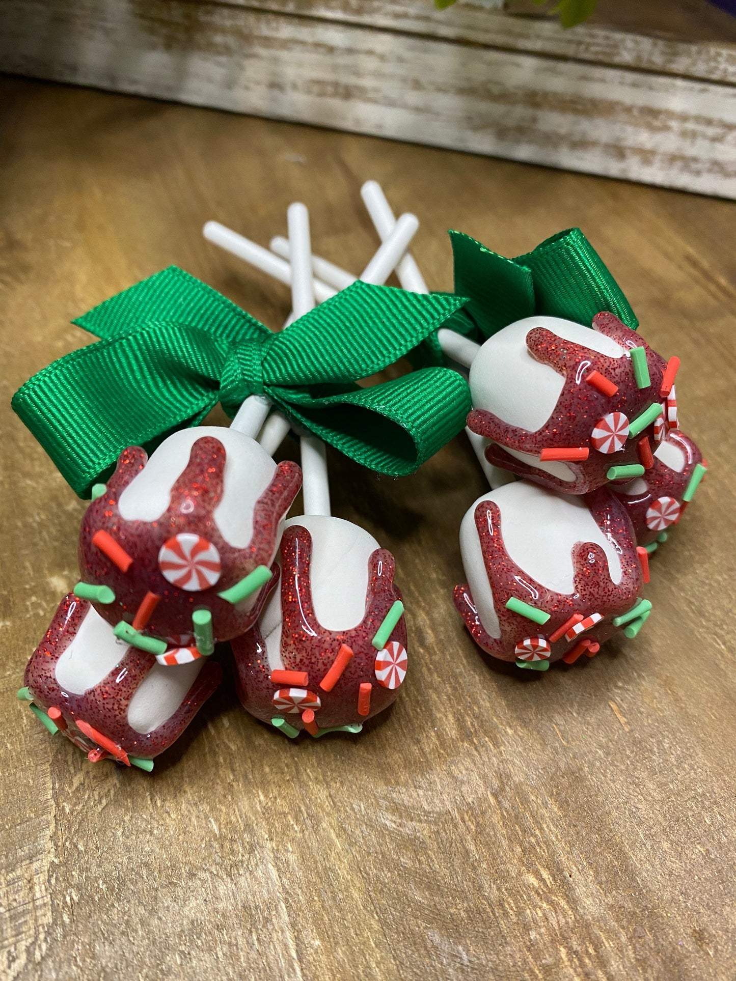 Faux mini marshmallows, tiered tray decor, Christmas tiered tray decor, Christmas decor, faux mini food, holiday decor