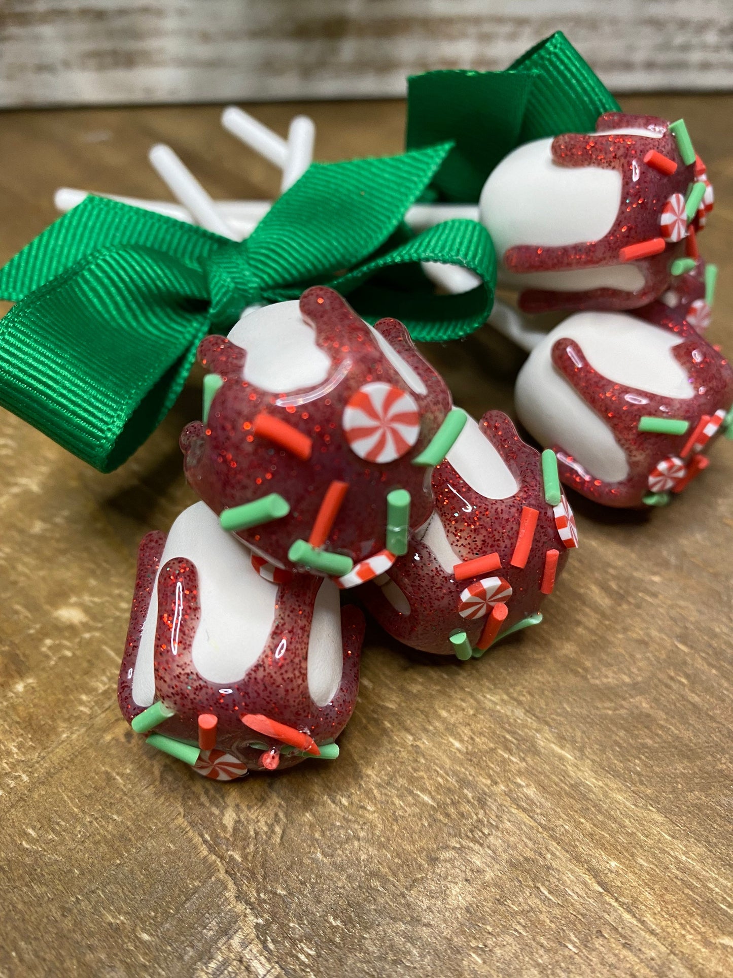 Faux mini marshmallows, tiered tray decor, Christmas tiered tray decor, Christmas decor, faux mini food, holiday decor