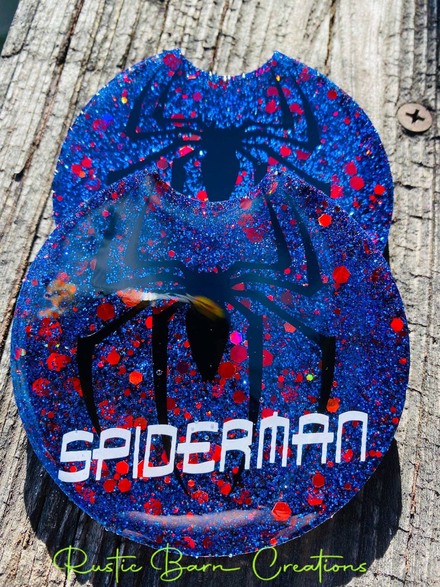 Car coasters, set of 2, Spiderman, super heroes, car accessories, car accessory, glitter car coasters, Christmas gift,