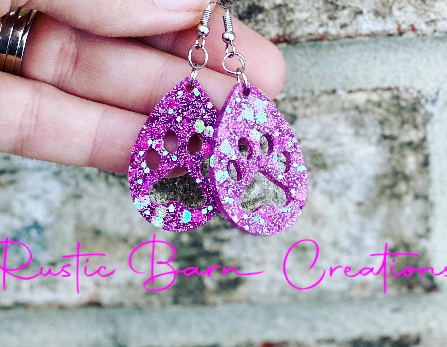 Glitter earrings, Dog paw earrings, Lightweight drop earrings, Drop earrings, colorful earrings, Valentine earrings, holiday earrings, gift