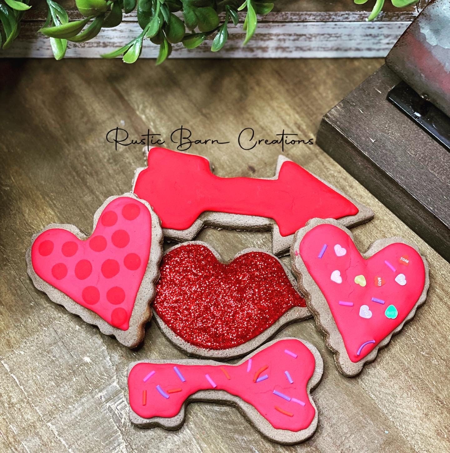 Valentine cookies, faux cookies, faux chocolate cookies,heart cookie, gift for mom, coffee bar decor, holiday decor, valentine decor