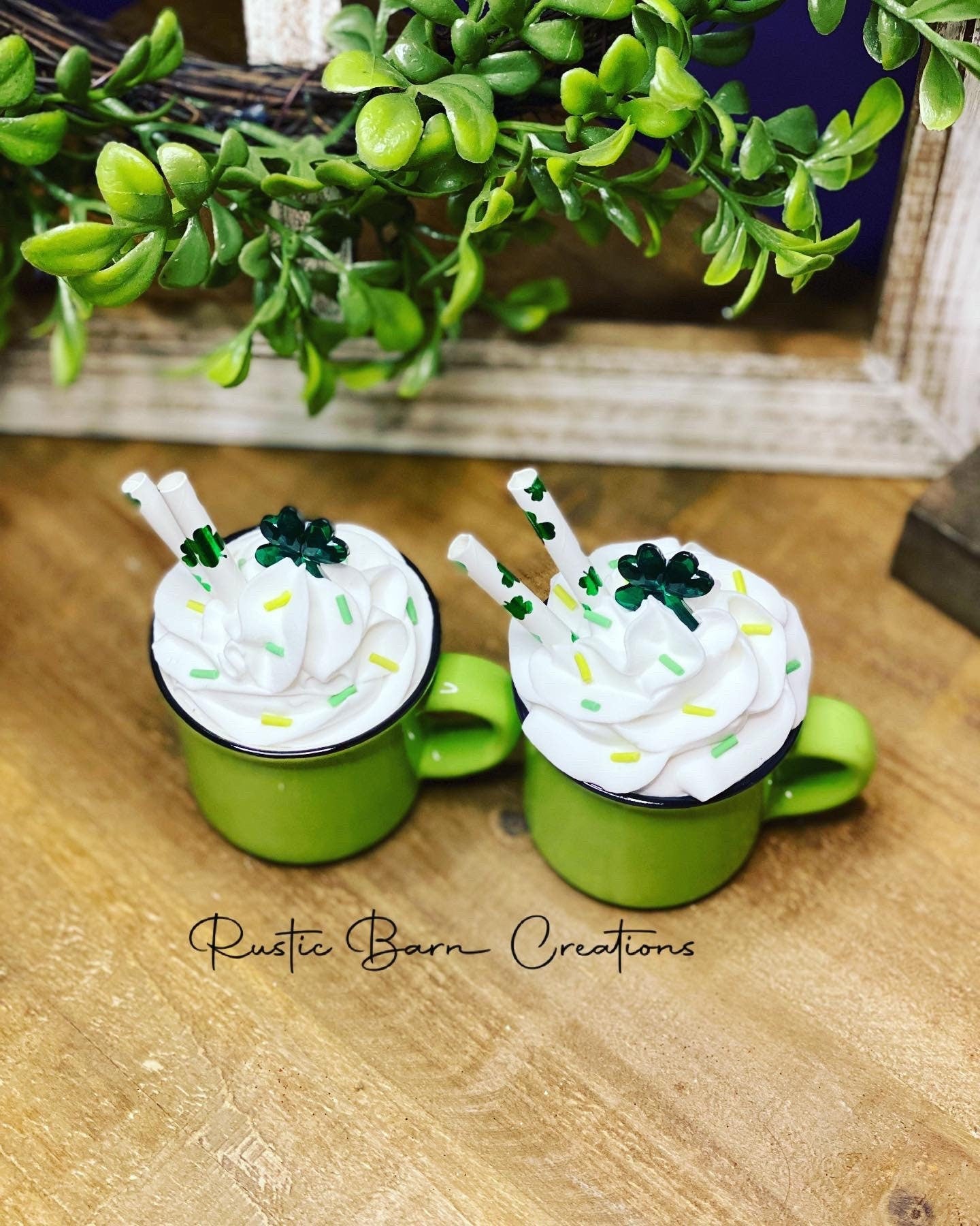 St. Patricks mini mug, mini mug, faux mini mug, clover mini mug, gift for mom, coffee bar decor,holiday decor, St. Pattys decor