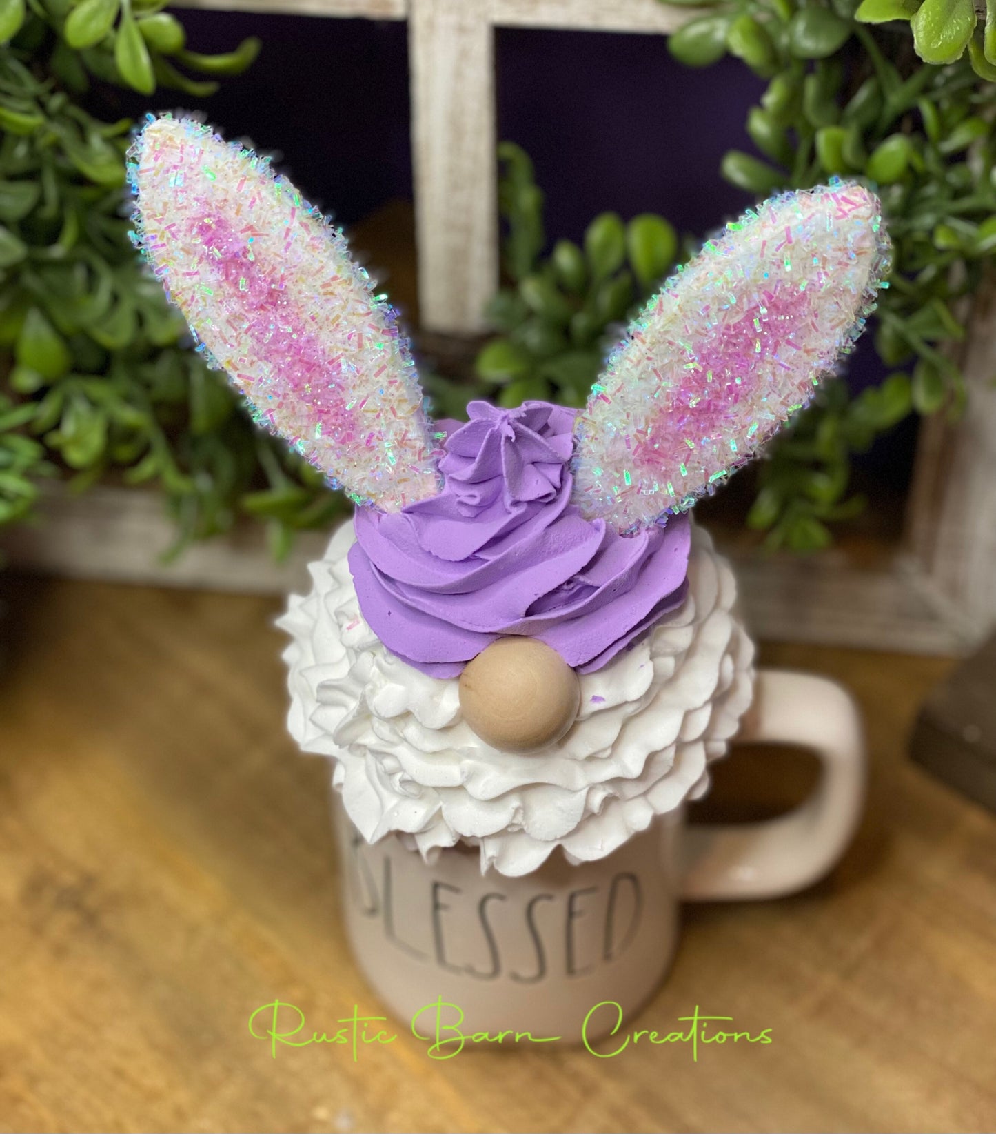 Easter mug topper,gnome mug topper, faux mug topper, faux Easter decor, gift for mom, coffee bar decor, gnome decor, bunny decor