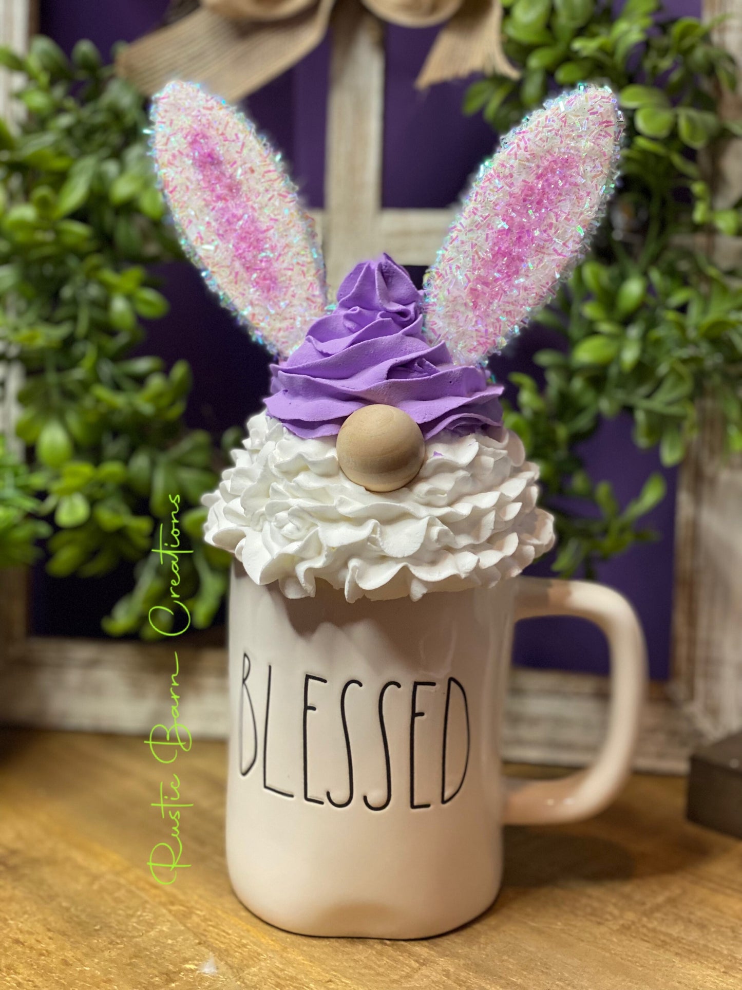 Easter mug topper,gnome mug topper, faux mug topper, faux Easter decor, gift for mom, coffee bar decor, gnome decor, bunny decor