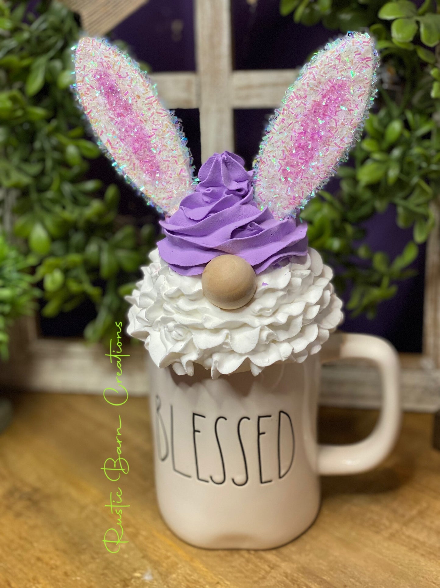 Easter mug topper,gnome mug topper, faux mug topper, faux Easter decor, gift for mom, coffee bar decor, gnome decor, bunny decor