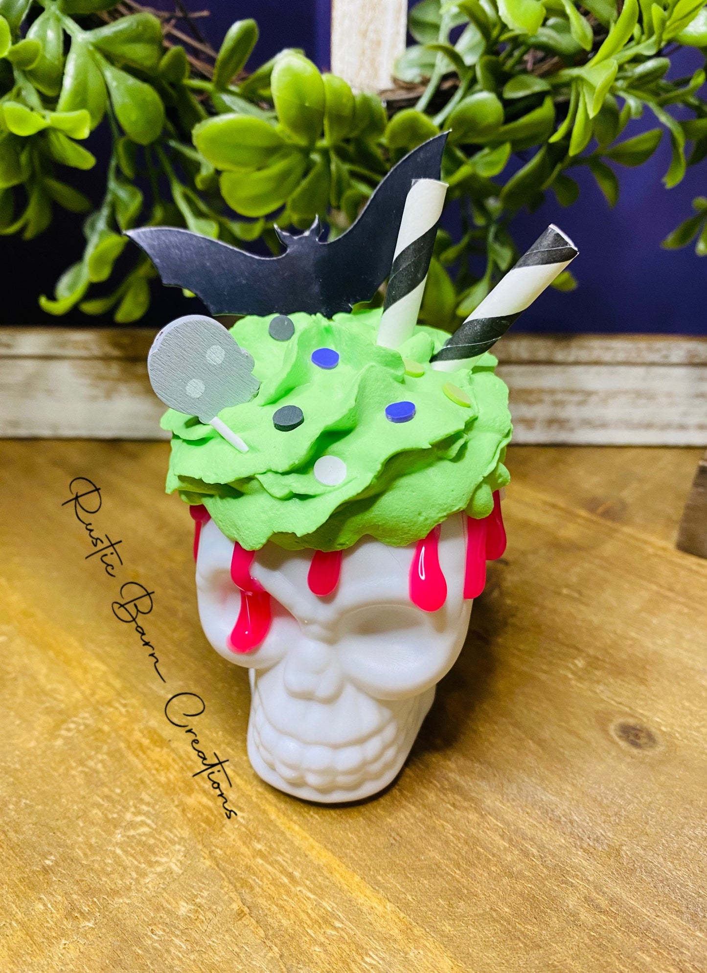Faux skull decor, tiered tray decor, Halloween tiered tray decor, Halloween decor, faux mini food, faux tiered tray decor, fall decor