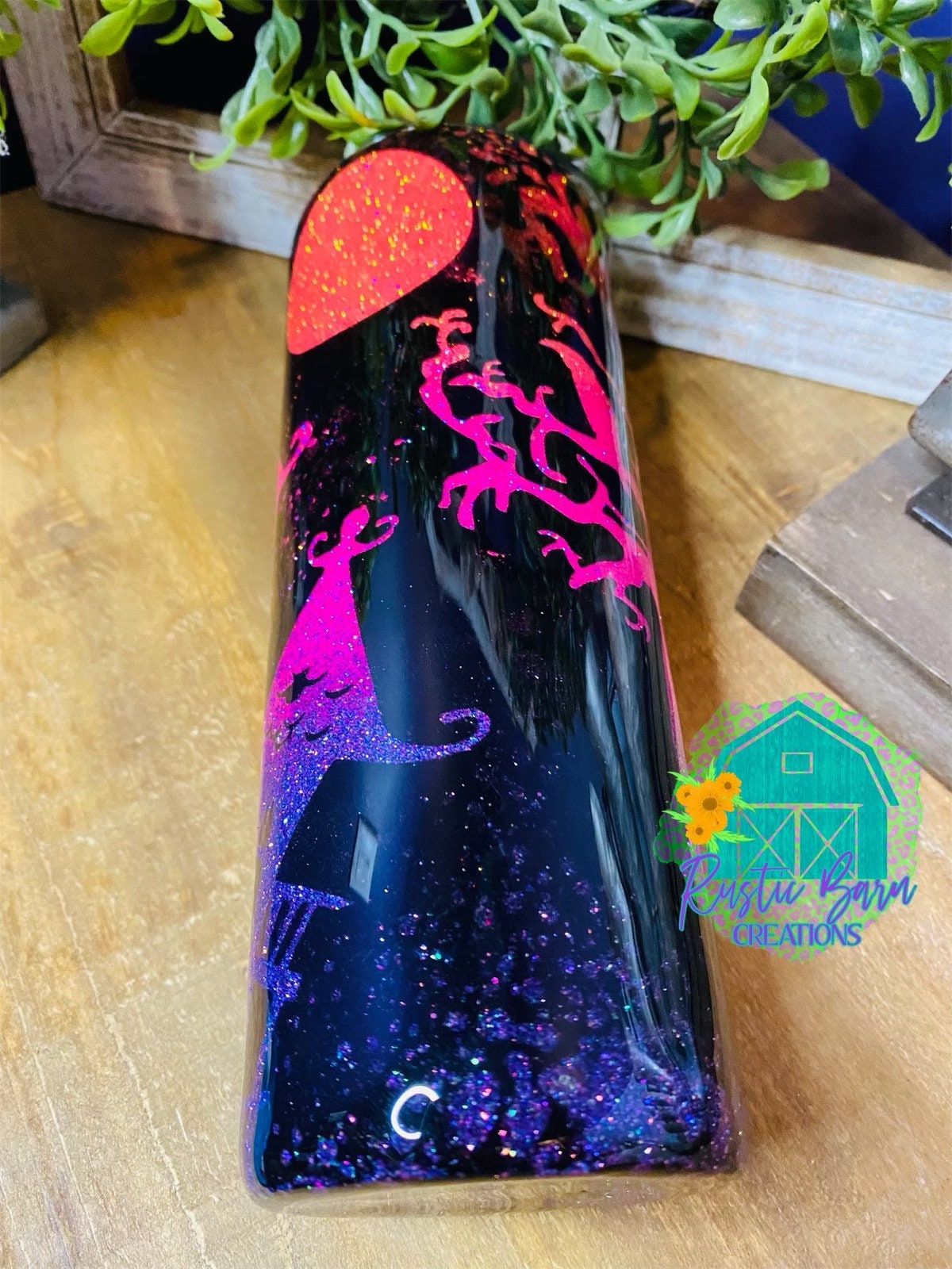 Halloween tumbler, wine tumbler, gift for mom, epoxy tumbler, glitter tumbler, spooky tumbler, glitter tumbler, haunted house tumbler