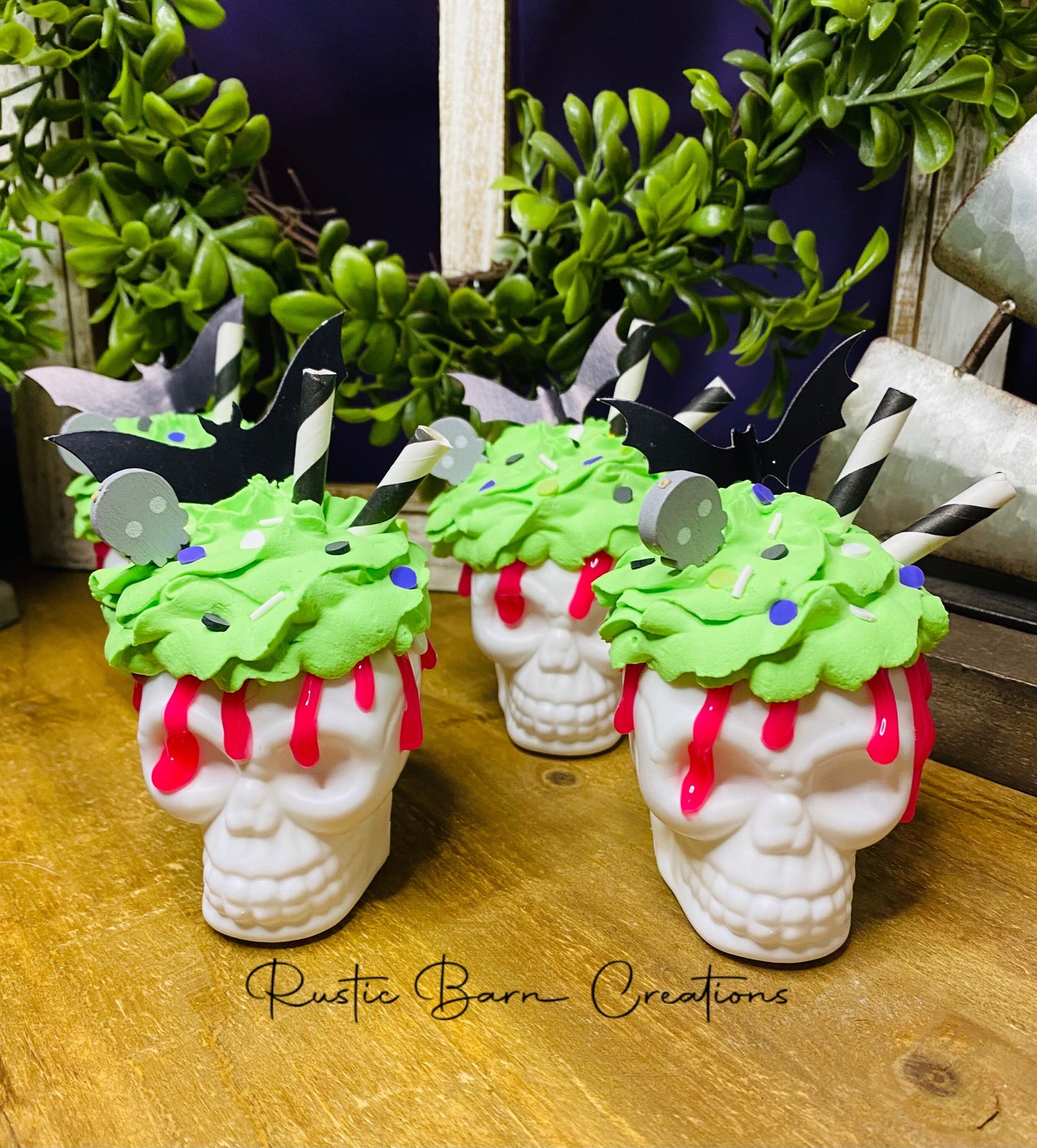 Faux skull decor, tiered tray decor, Halloween tiered tray decor, Halloween decor, faux mini food, faux tiered tray decor, fall decor