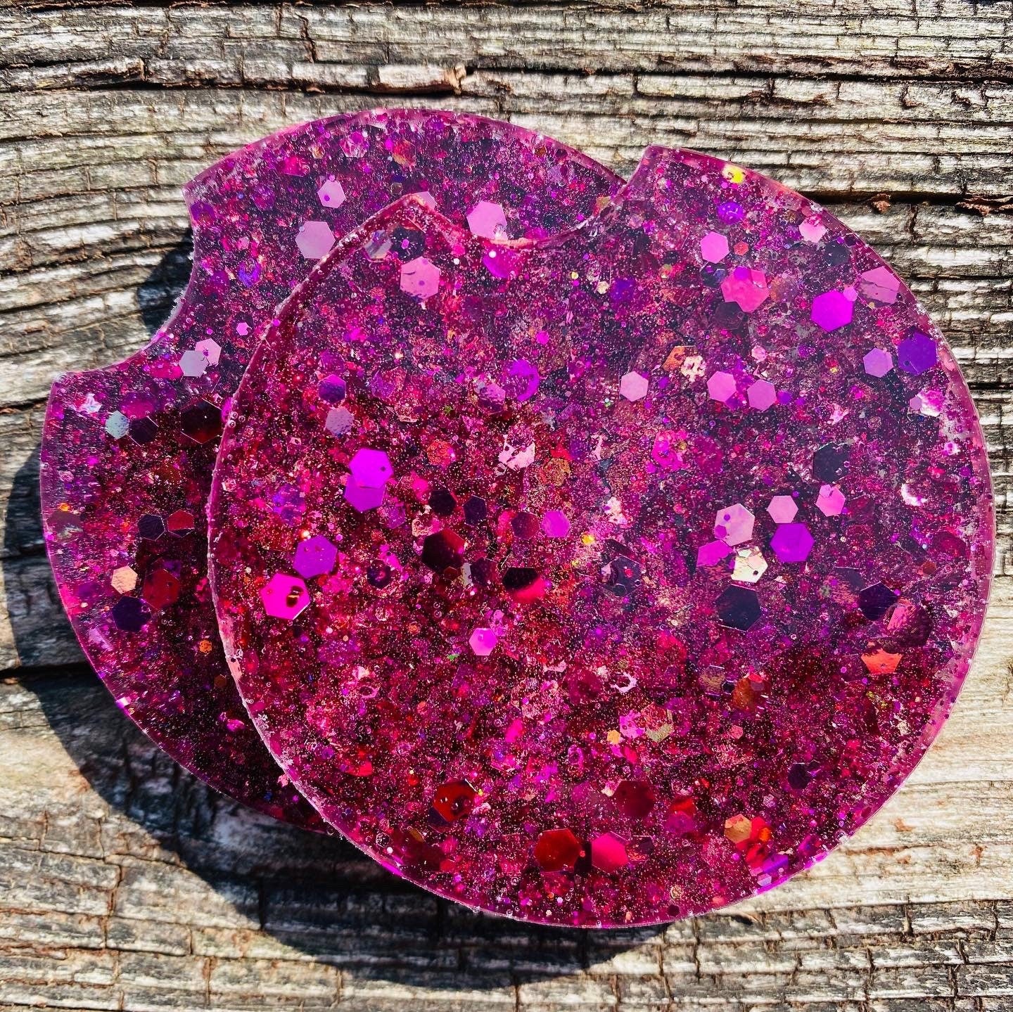 Car coasters| Glitter car coasters| pink car coasters| Car accessories| Sold as set of 2