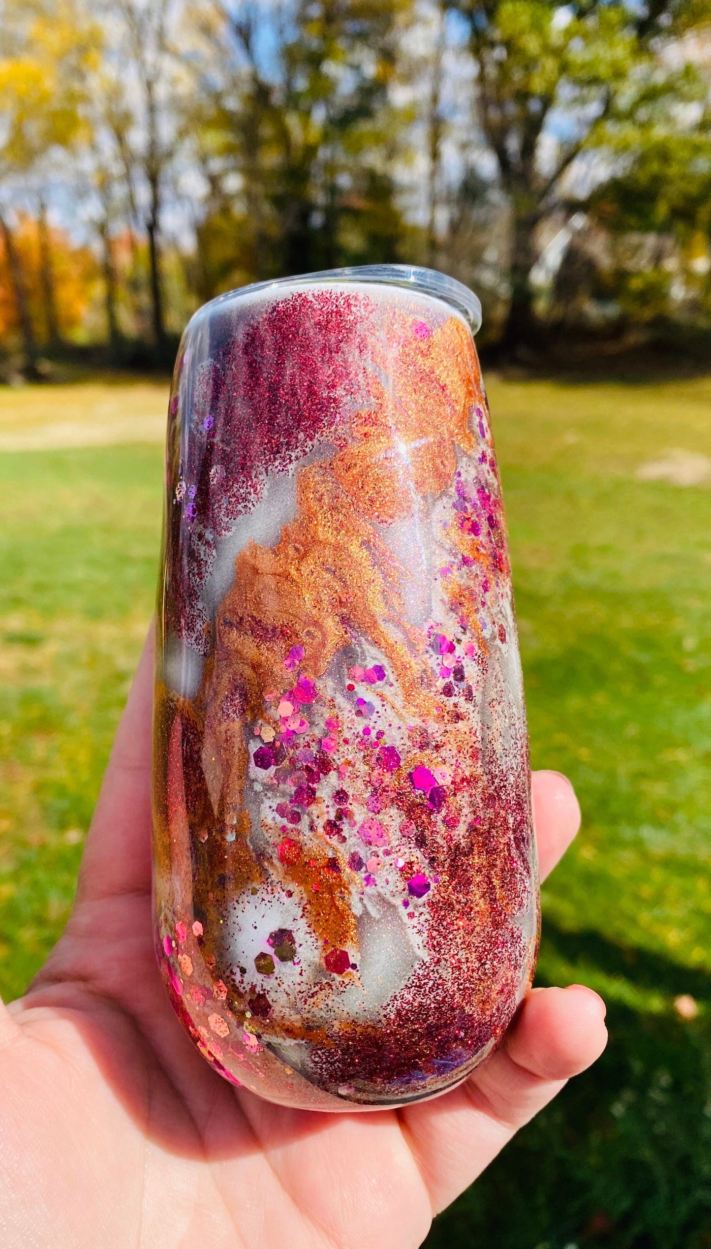 Champagne flute | Custom tumbler | glitter tumbler | rustic colors | drinkware