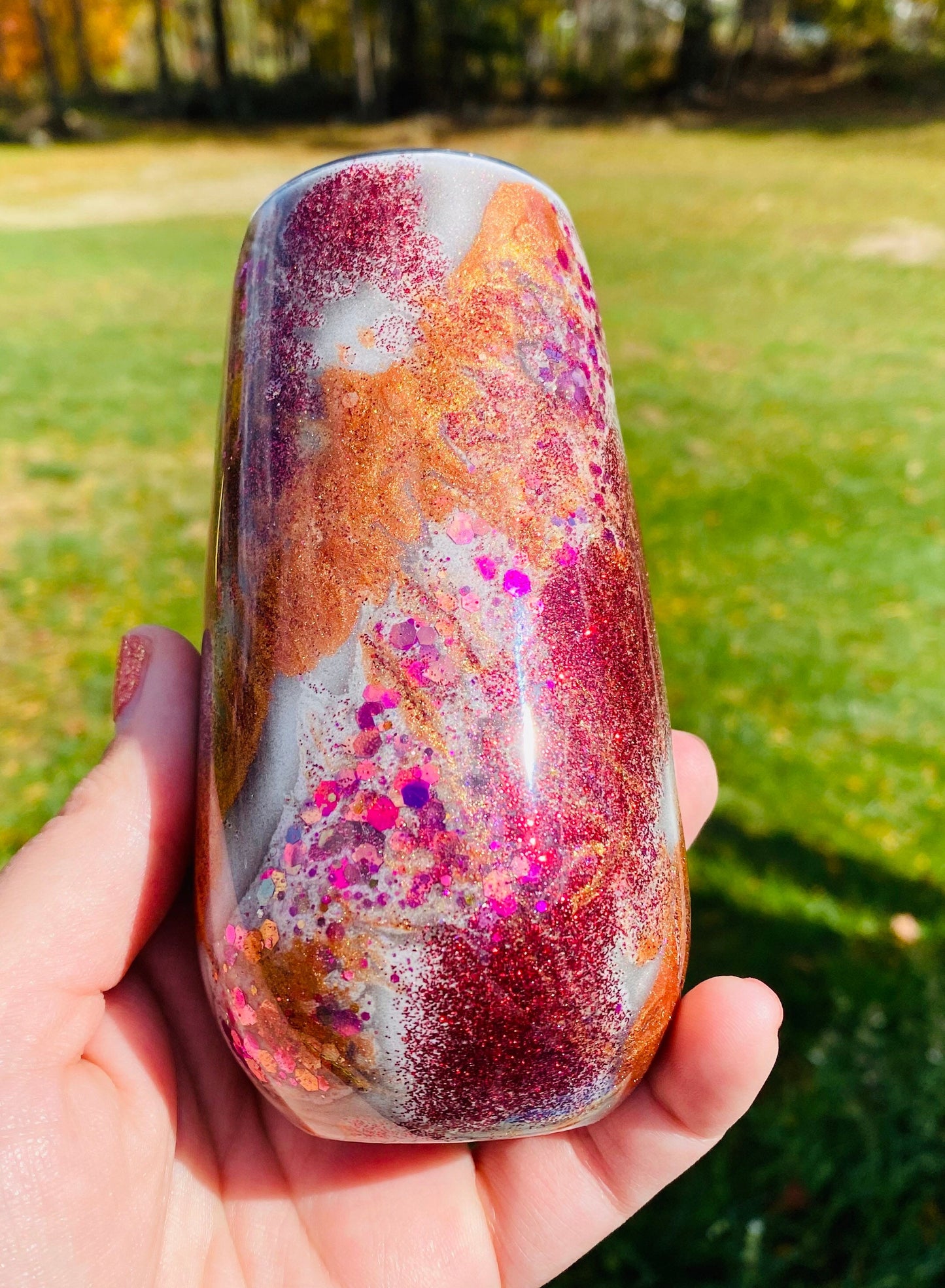 Champagne flute | Custom tumbler | glitter tumbler | rustic colors | drinkware