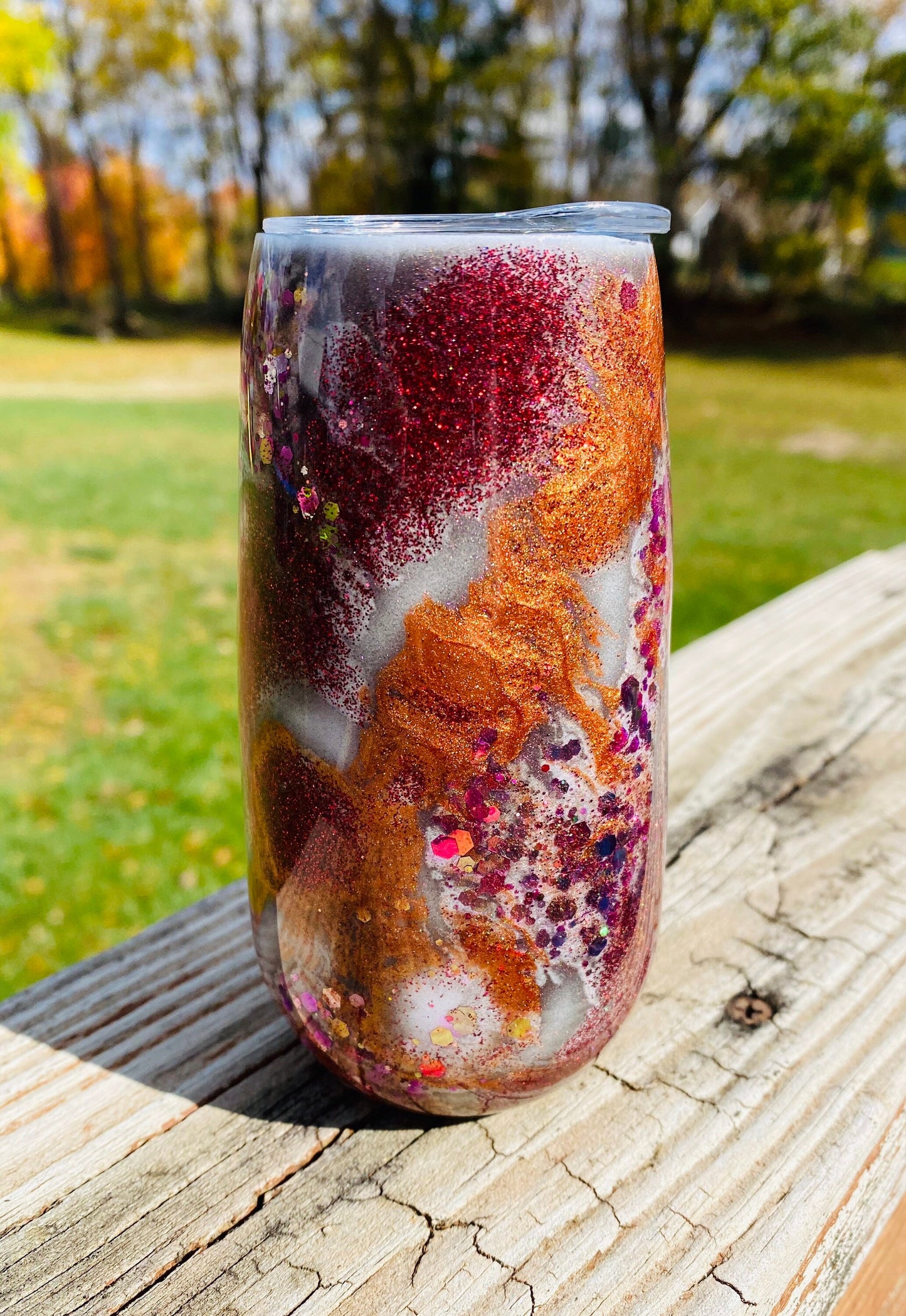 Champagne flute | Custom tumbler | glitter tumbler | rustic colors | drinkware