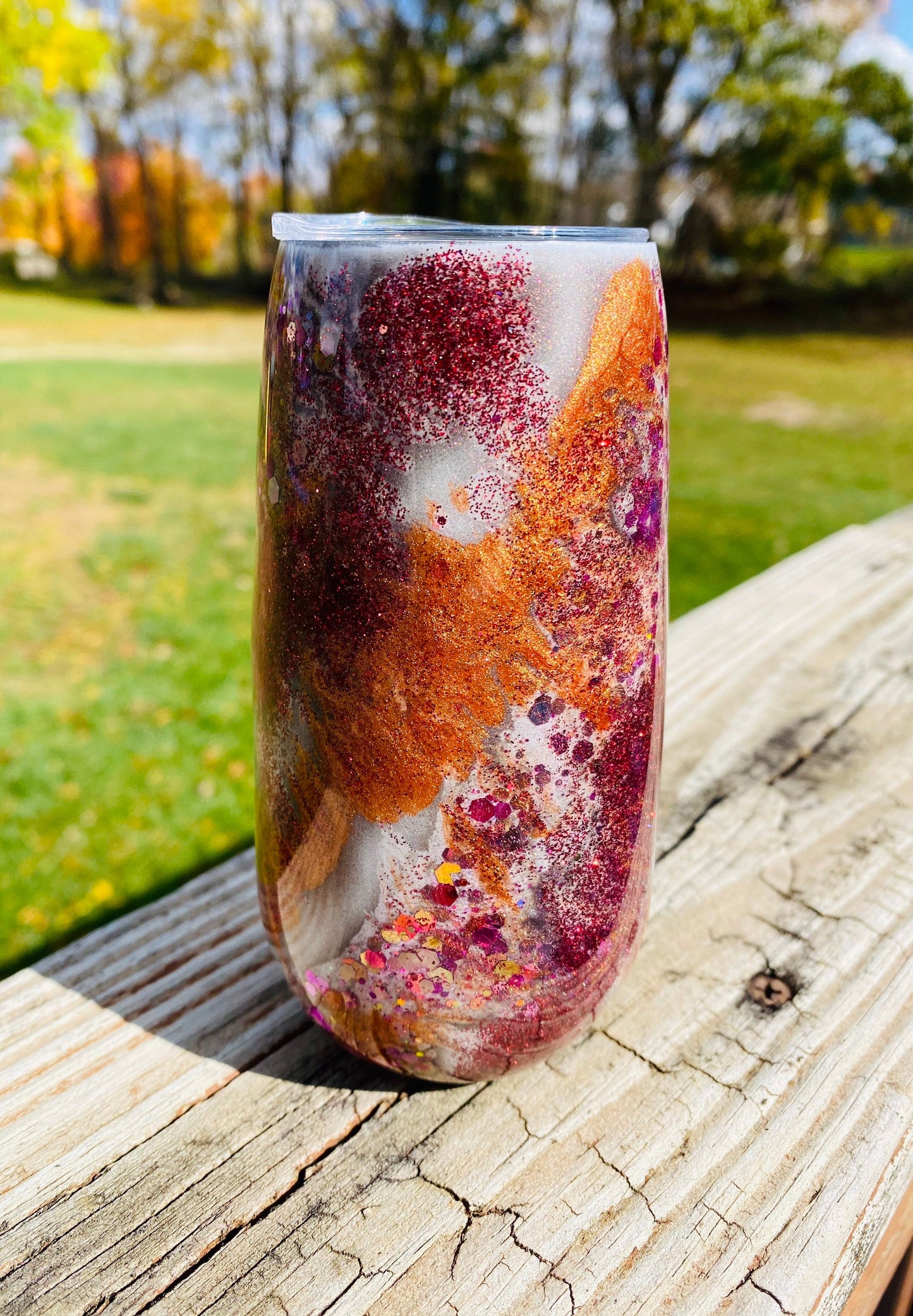Champagne flute | Custom tumbler | glitter tumbler | rustic colors | drinkware