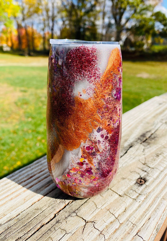 Champagne flute | Custom tumbler | glitter tumbler | rustic colors | drinkware