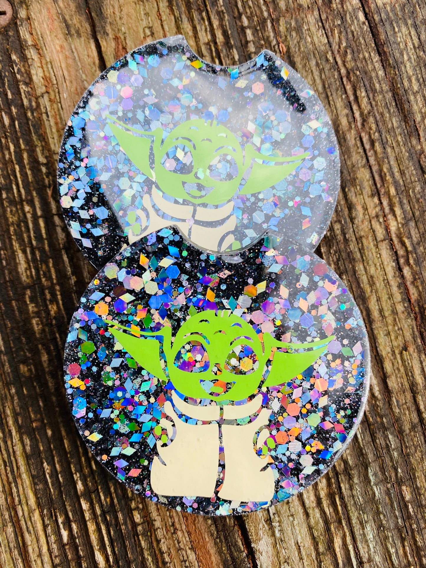 Car coasters, set of 2, baby yoda coasters, Star Wars , car accessories, car accessory, glitter car coasters, Valentines, Valentines gift