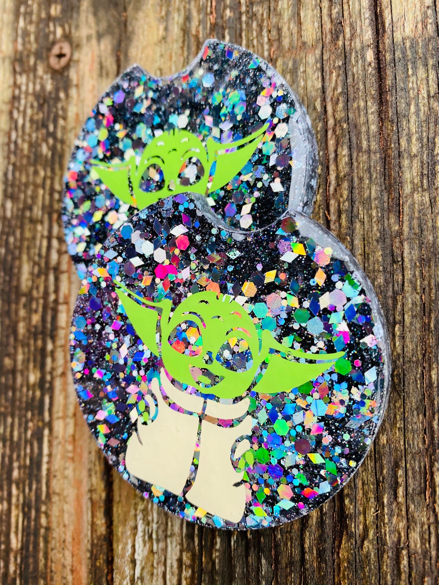 Car coasters, set of 2, baby yoda coasters, Star Wars , car accessories, car accessory, glitter car coasters, Valentines, Valentines gift