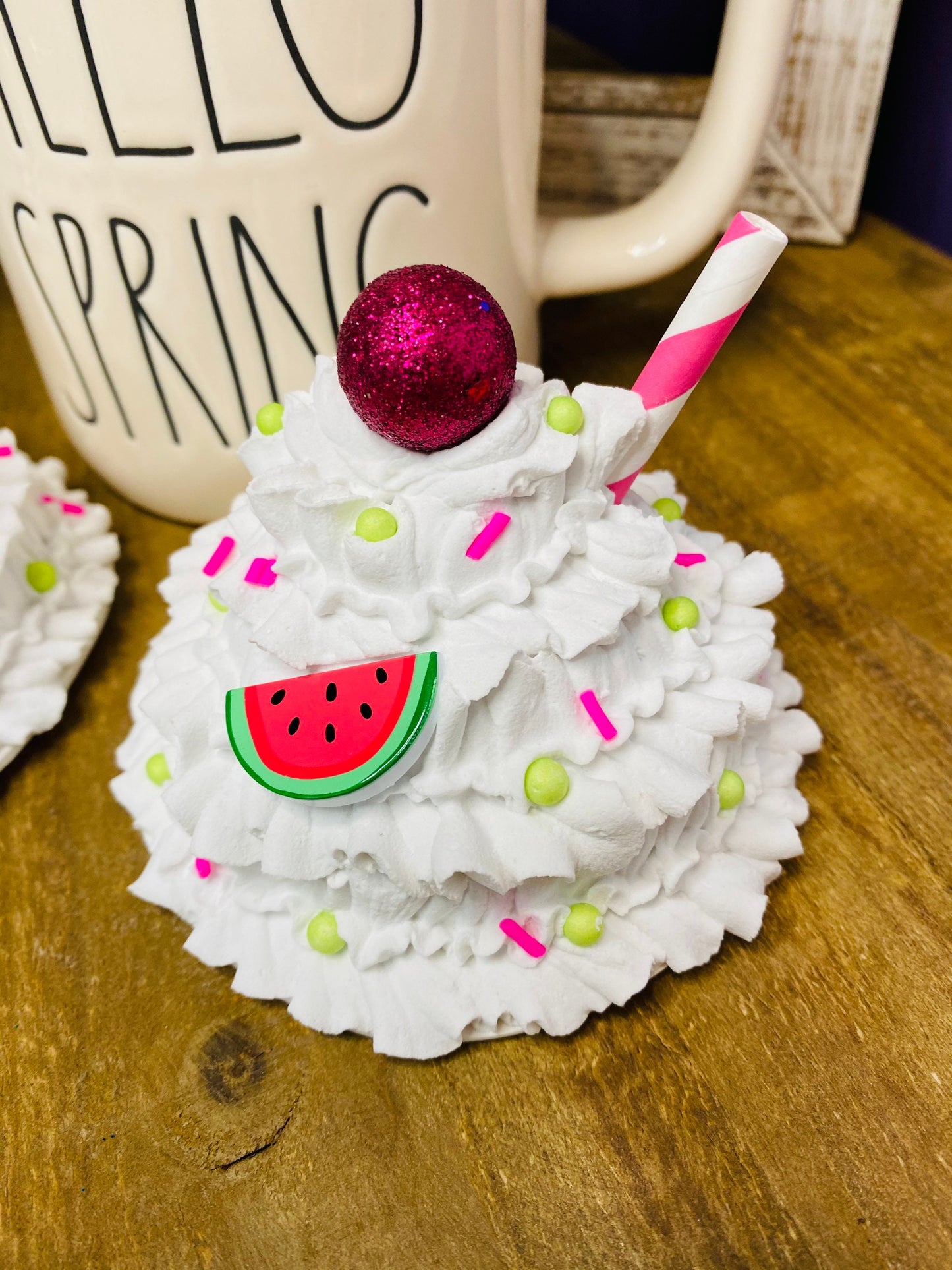 Watermelon mug topper, faux mug topper, faux watermelon mug topper, gift for mom, tiered tray decor